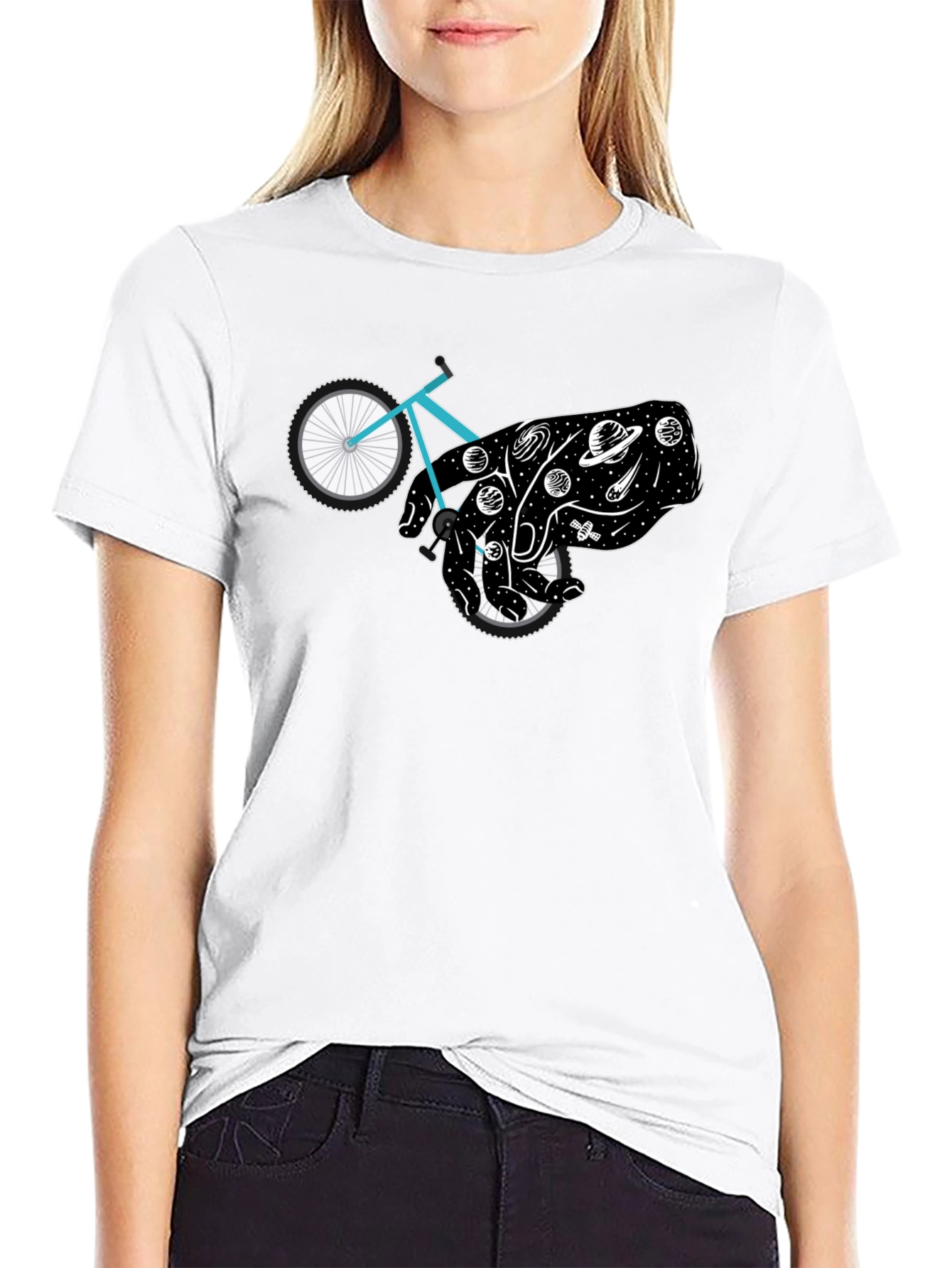 Cosmic Cyclist Black Graphic Tee
