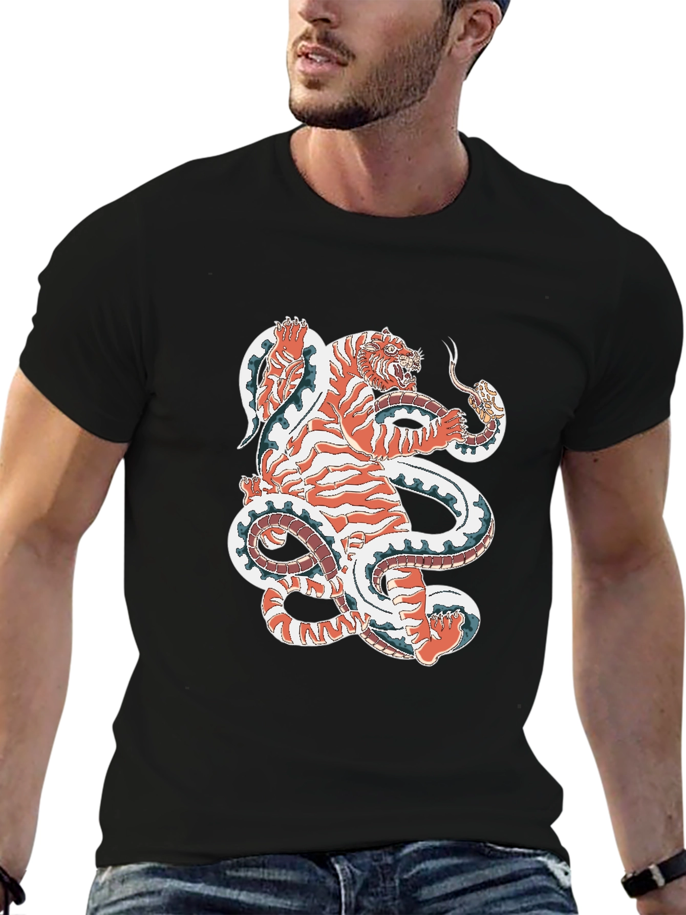 Tiger vs Snake Graphic Tee - Unique Design!