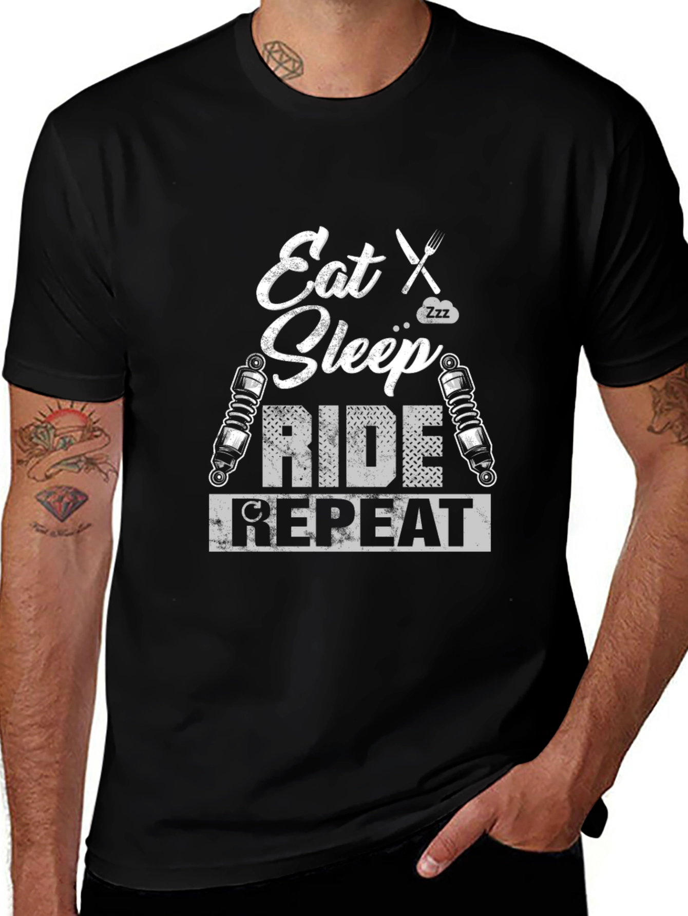 Eat Sleep Ride Repeat Graphic Tee - Biker T-Shirt