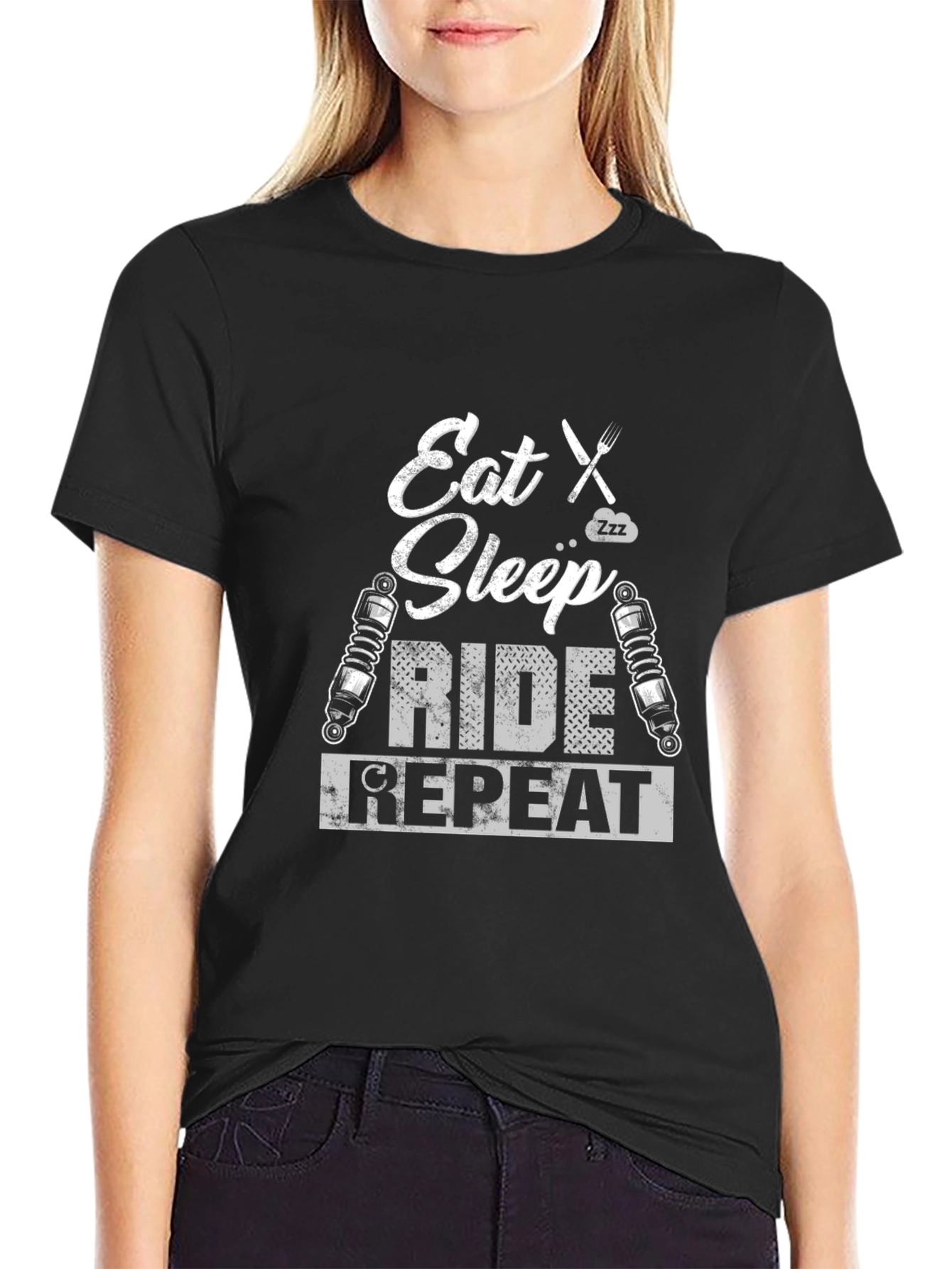Eat Sleep Ride Repeat Graphic Tee - Biker T-Shirt