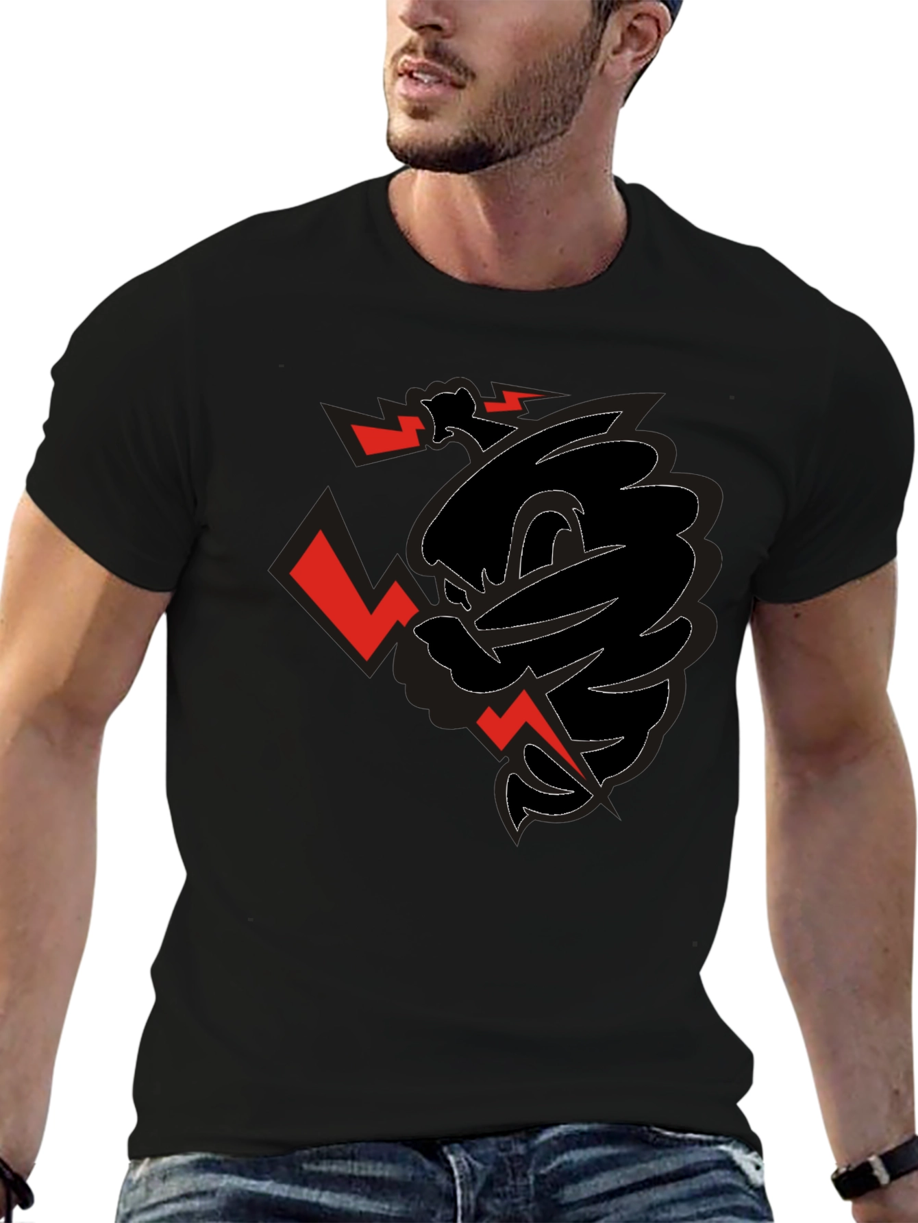 Edgy Graphic Print Black T-Shirt for Men