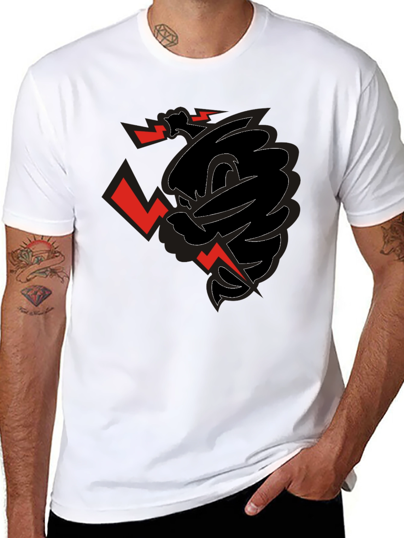 Edgy Graphic Print Black T-Shirt for Men