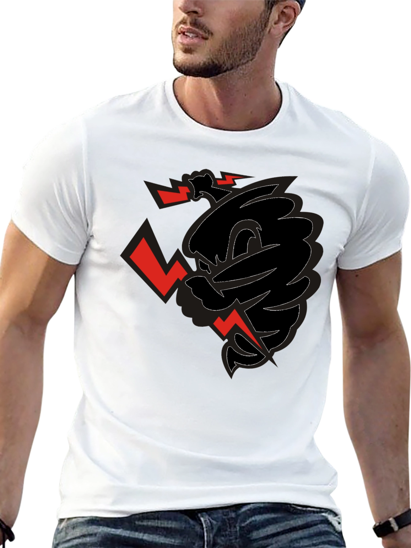 Edgy Graphic Print Black T-Shirt for Men