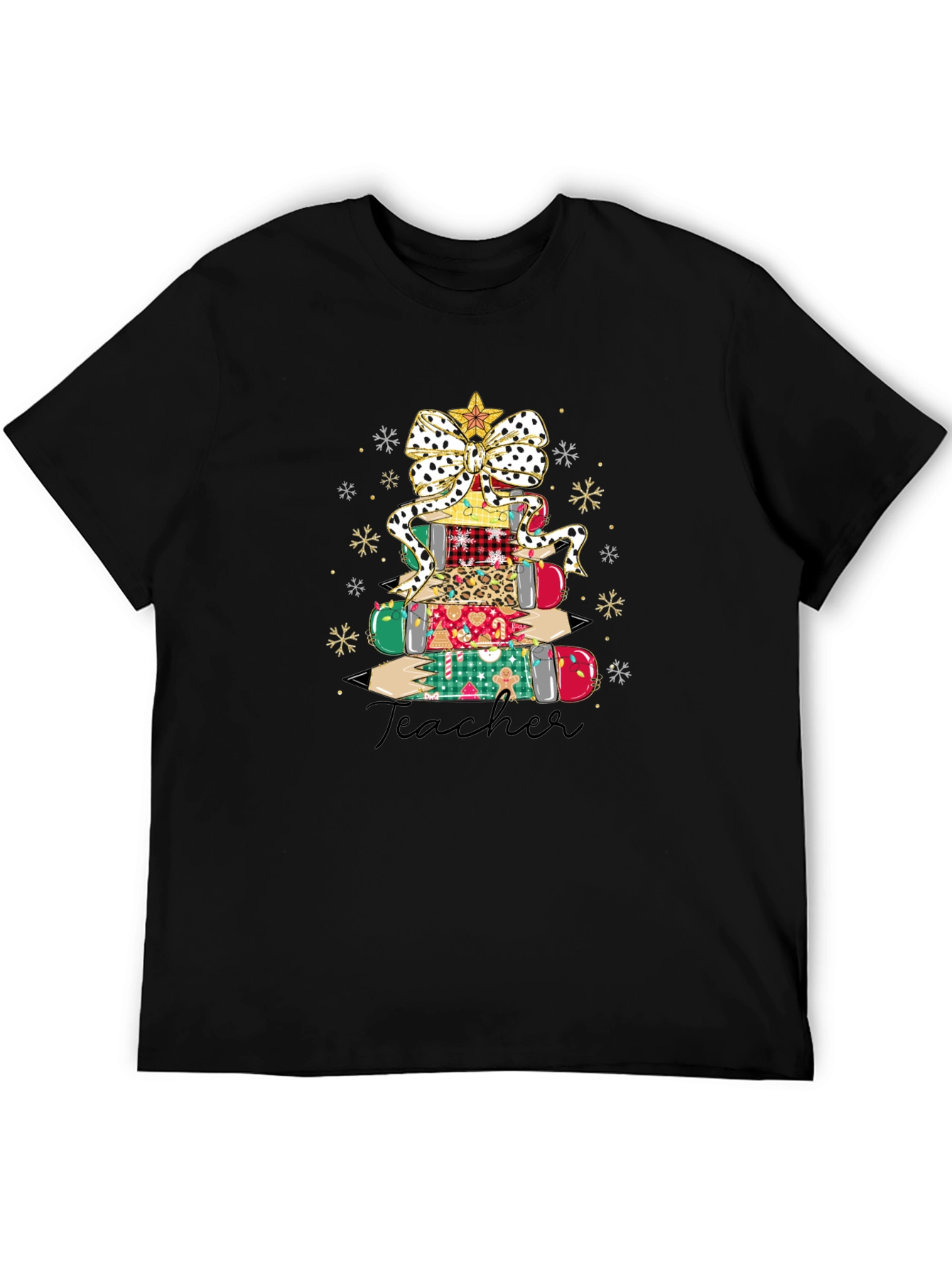Teacher Christmas Pencil Stack T-Shirt