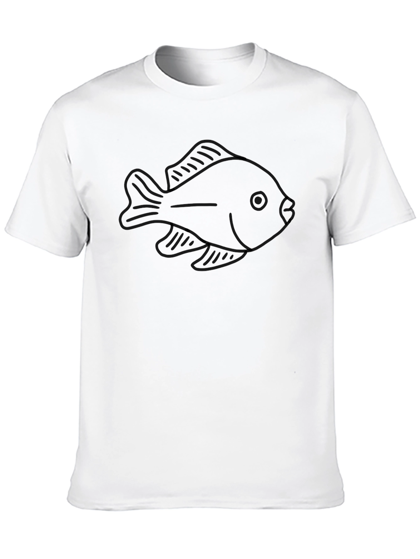 Fish Outline Graphic T-Shirt - Black Casual Wear