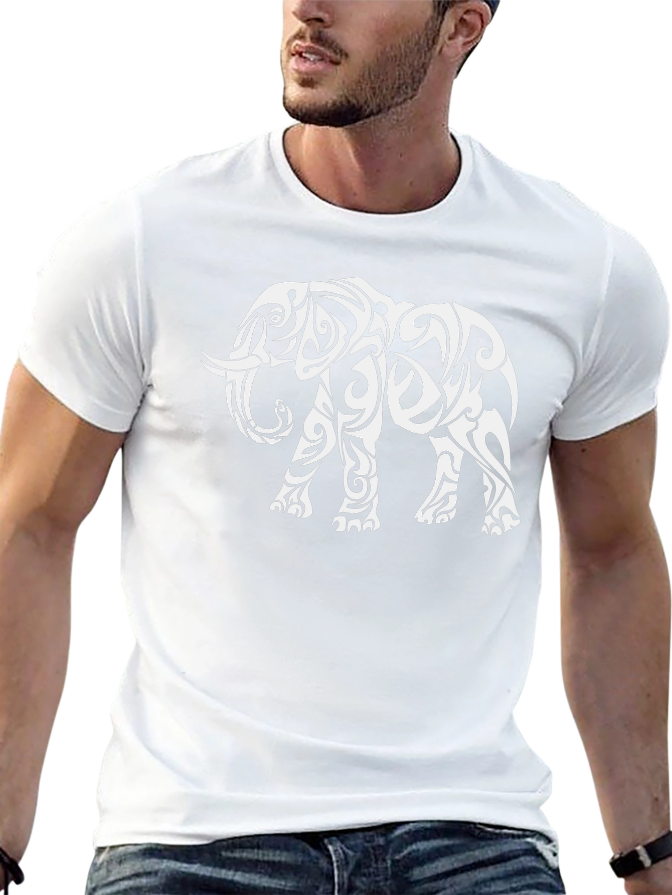 Tribal Elephant Graphic Tee - Black Casual Shirt