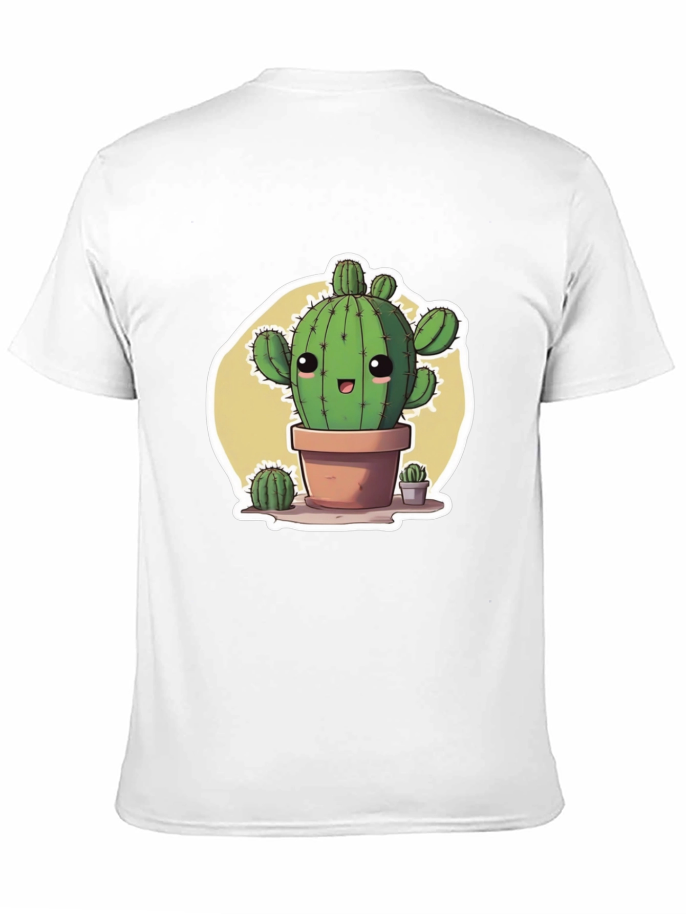 Cute Cartoon Cactus Black T-Shirt