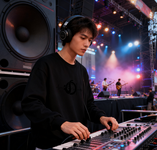 "Music + Heartbeat" Minimalist Graphic Crewneck Sweatshirt