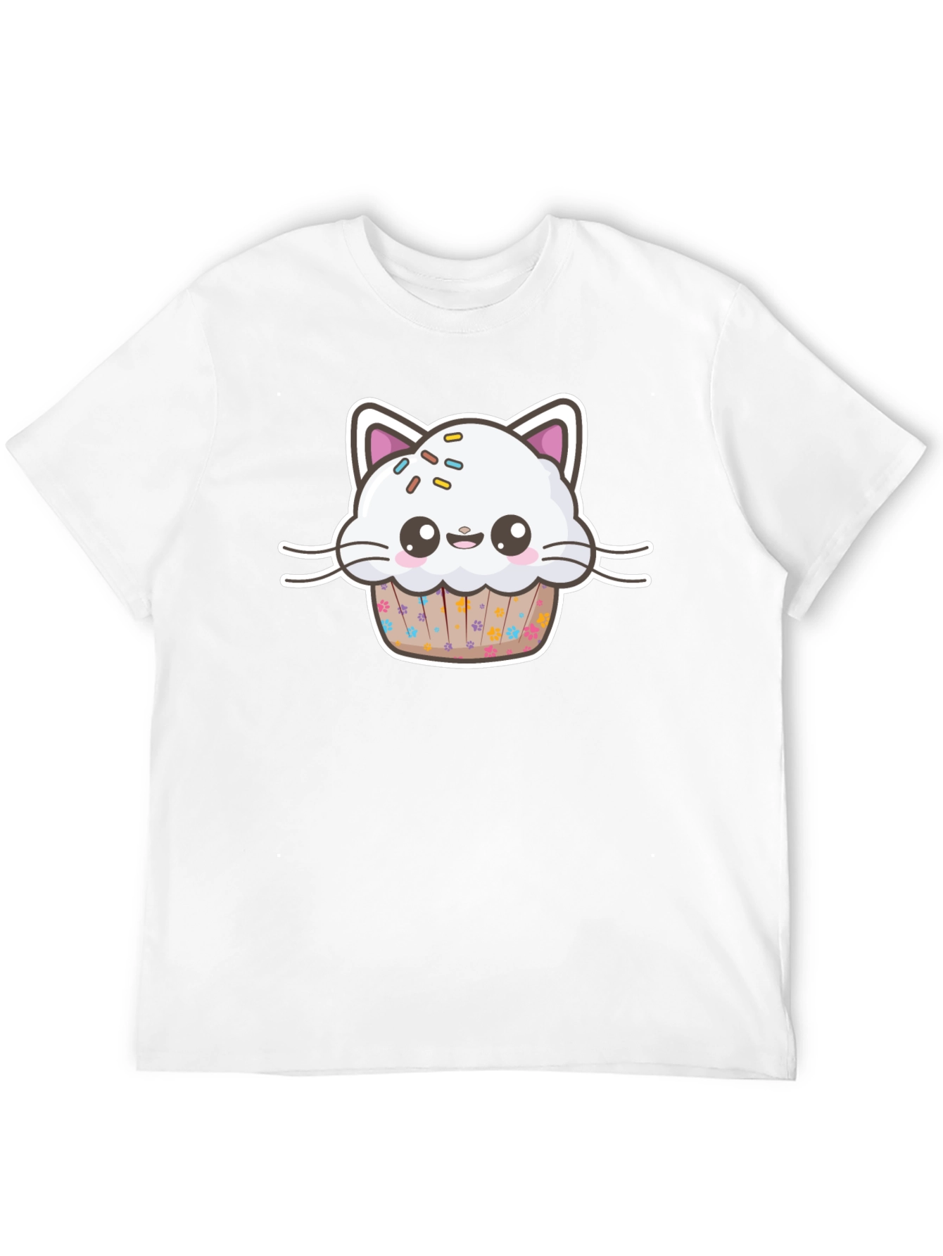 Cute Kawaii Cat Cupcake Black T-Shirt