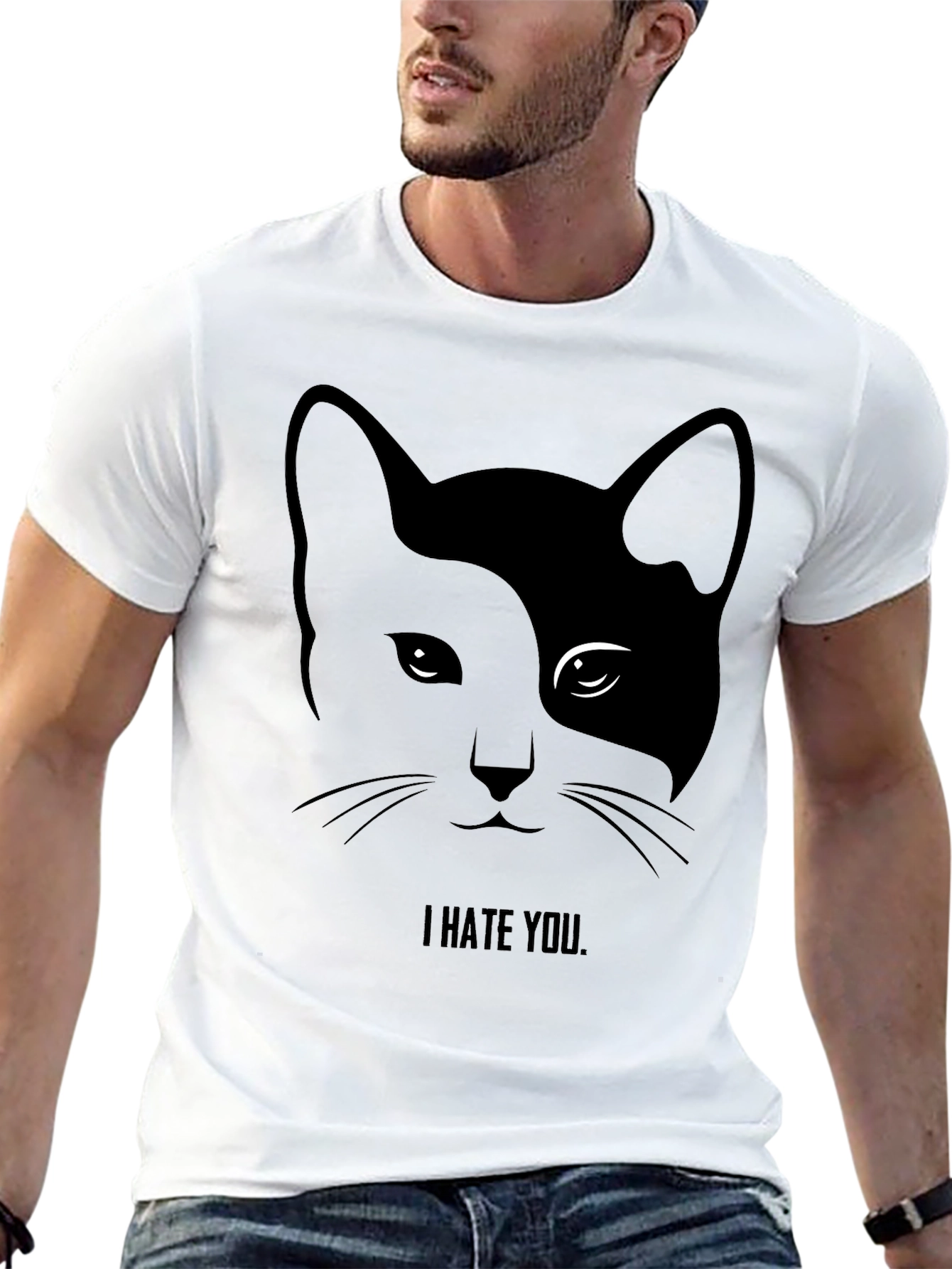 I Hate You Cat Graphic Tee - Black T-Shirt