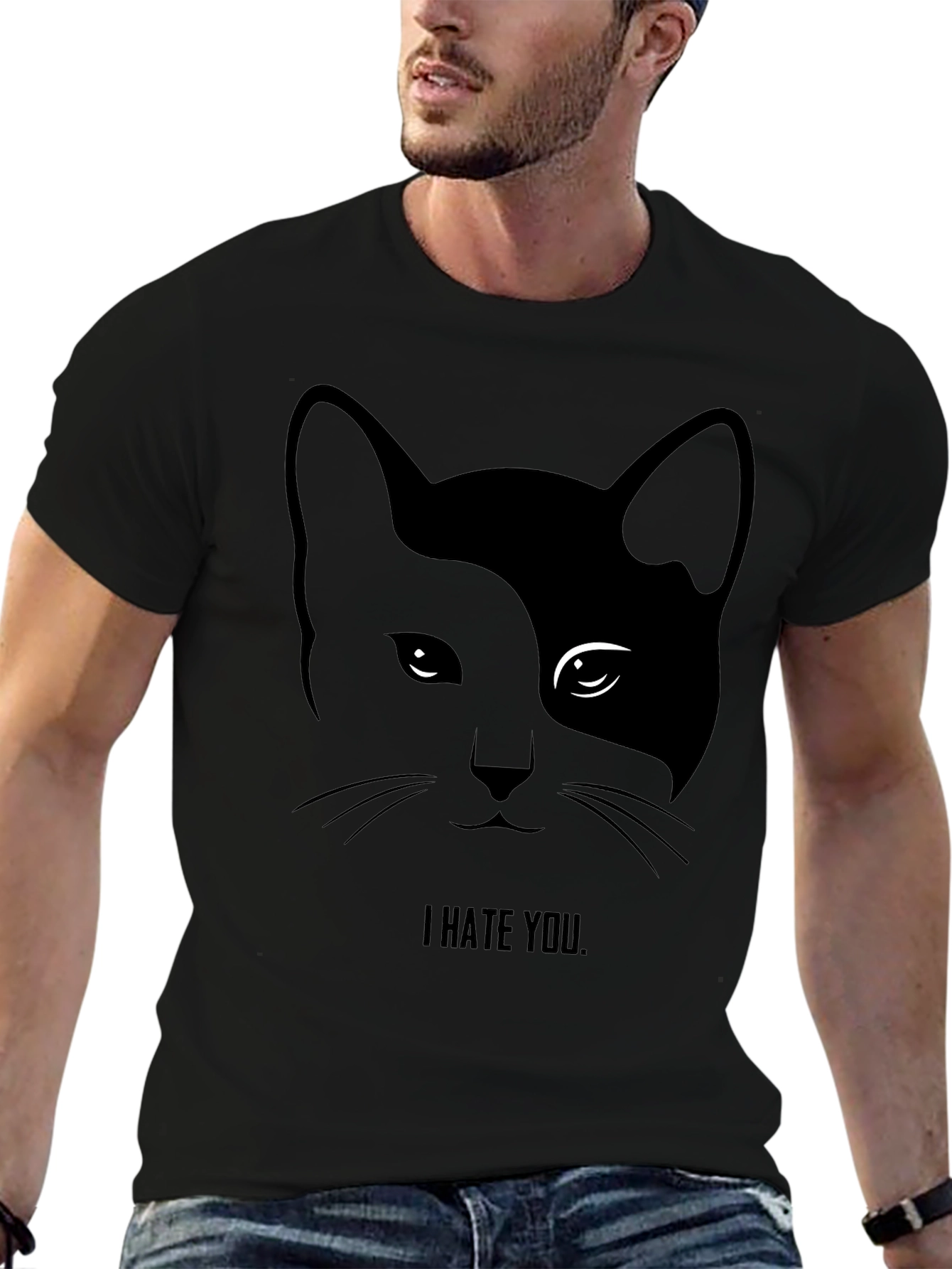 I Hate You Cat Graphic Tee - Black T-Shirt