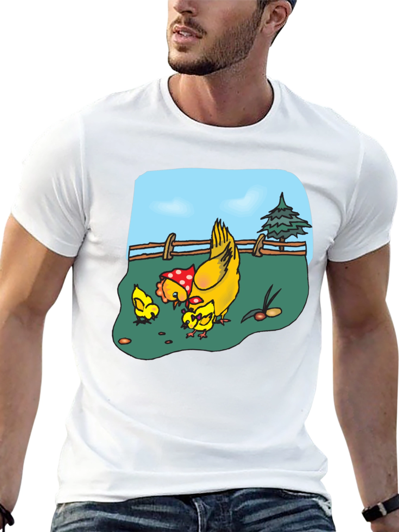 Chicken & Chicks Cartoon T-Shirt