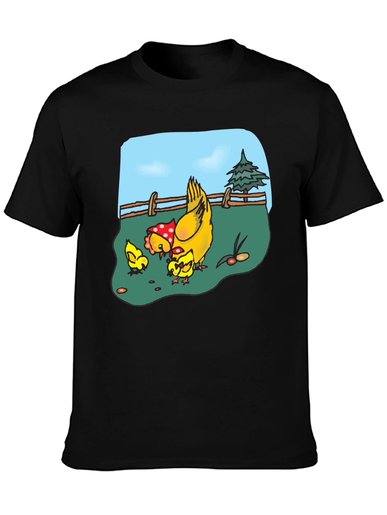 Chicken & Chicks Cartoon T-Shirt