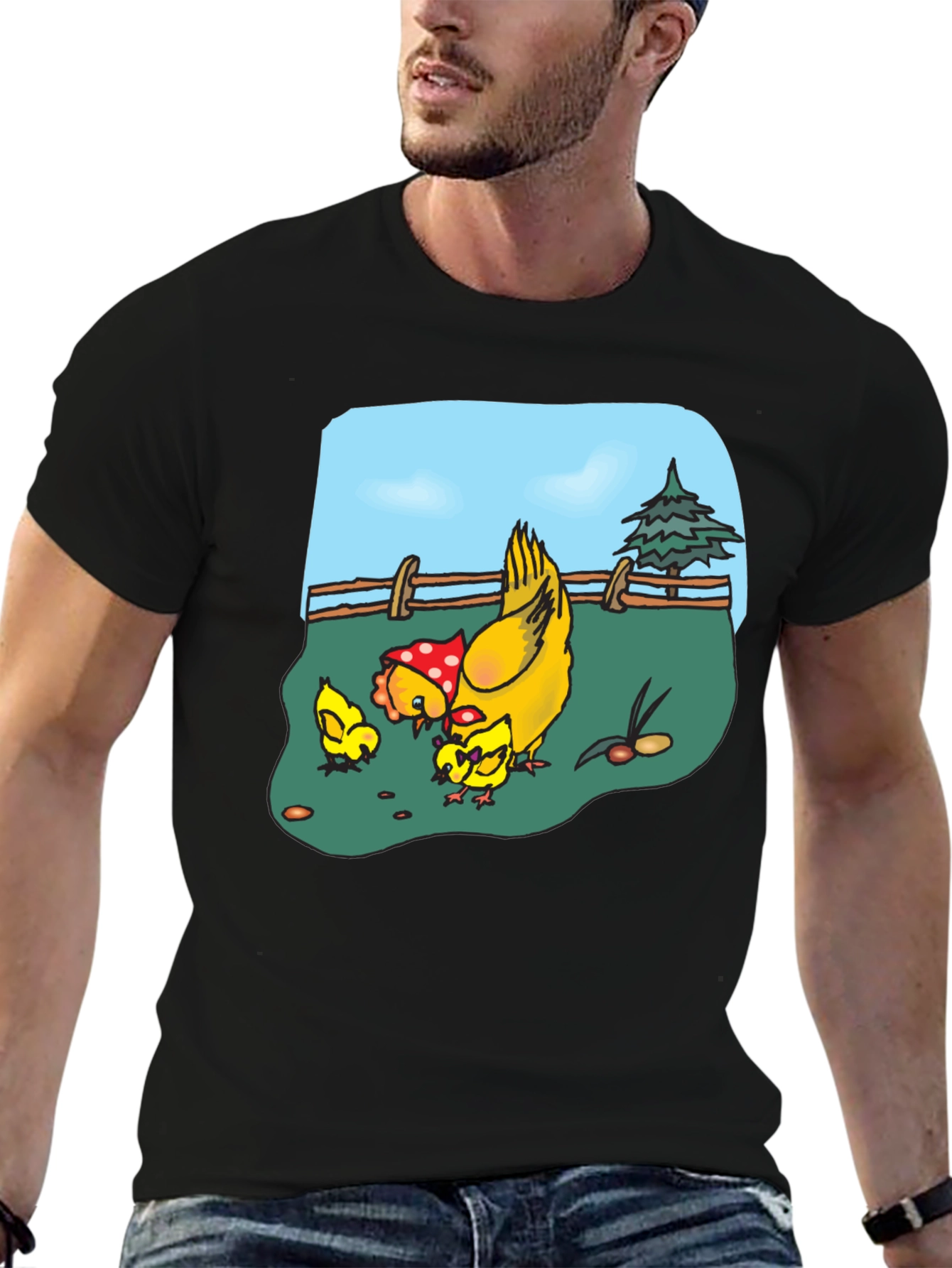 Chicken & Chicks Cartoon T-Shirt