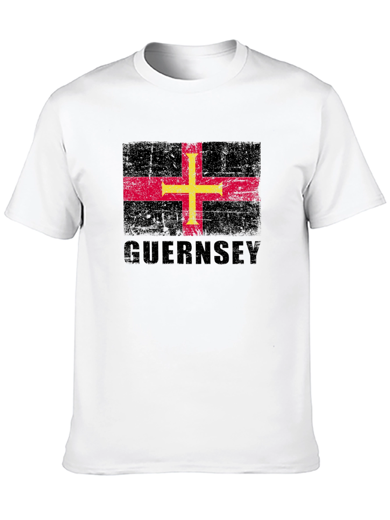 Guernsey Flag T-Shirt - Distressed Design