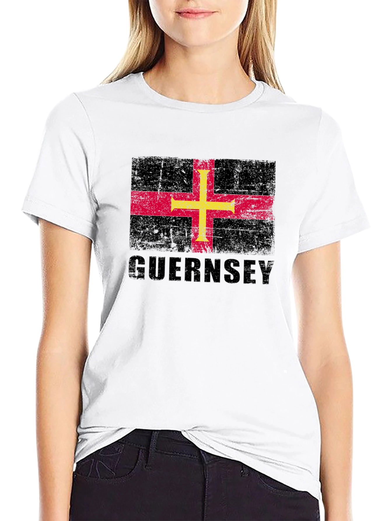 Guernsey Flag T-Shirt - Distressed Design
