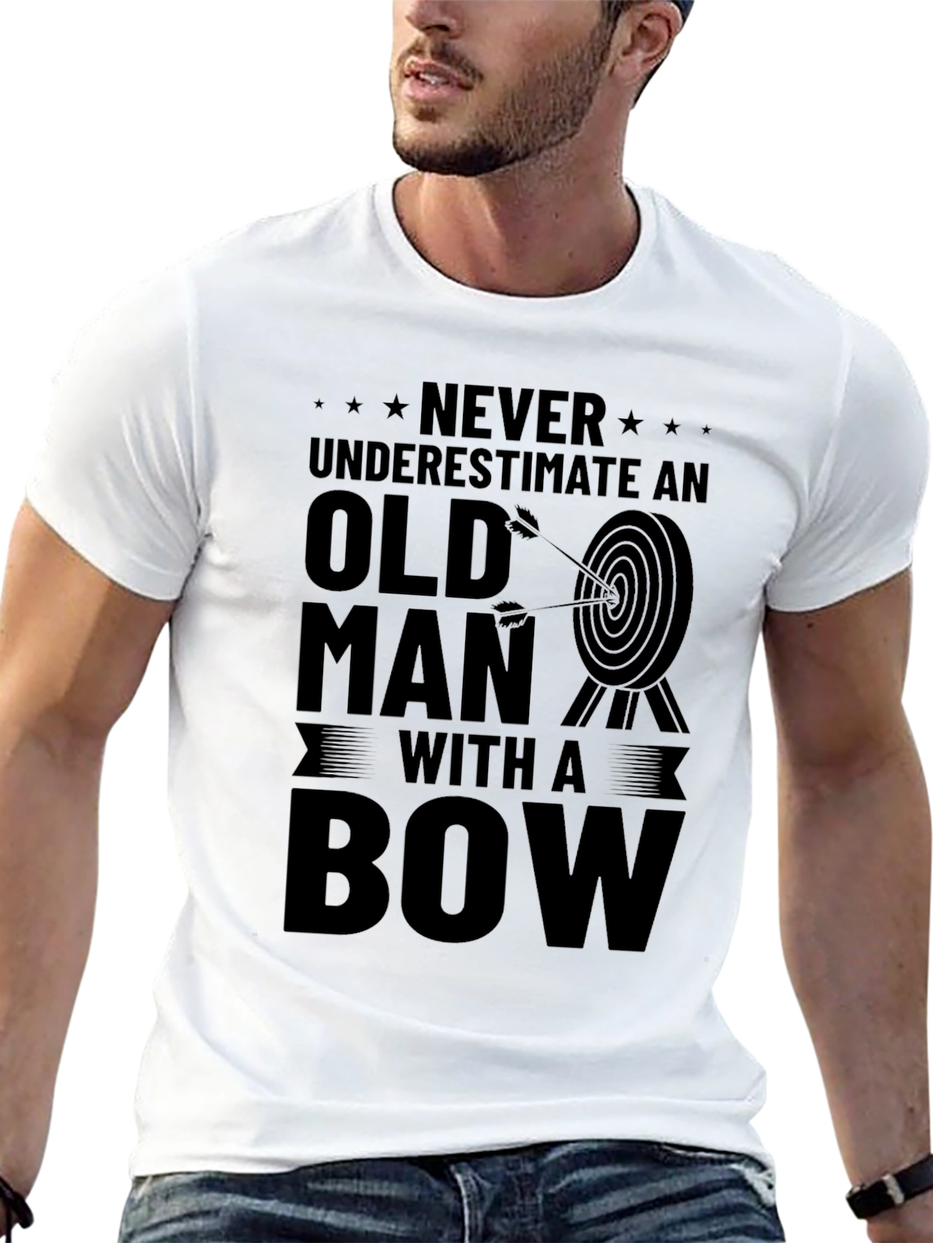 Never Underestimate Old Man With A Bow T-Shirt