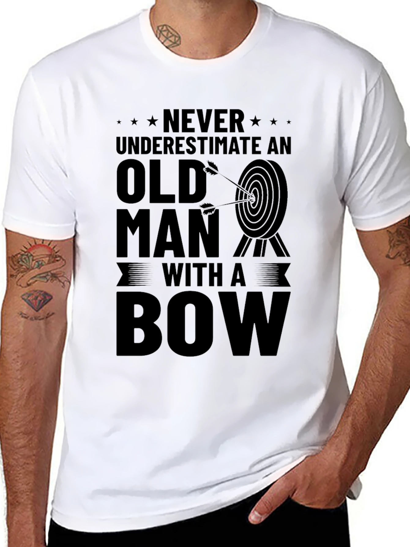 Never Underestimate Old Man With A Bow T-Shirt