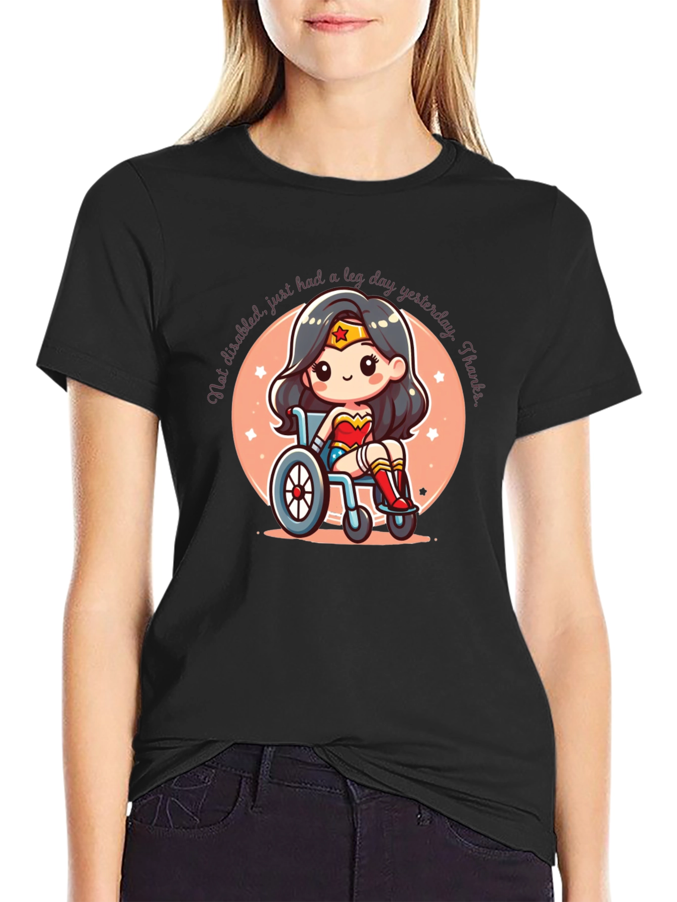 Wonder Woman Leg Day T-Shirt - Black Cotton Tee