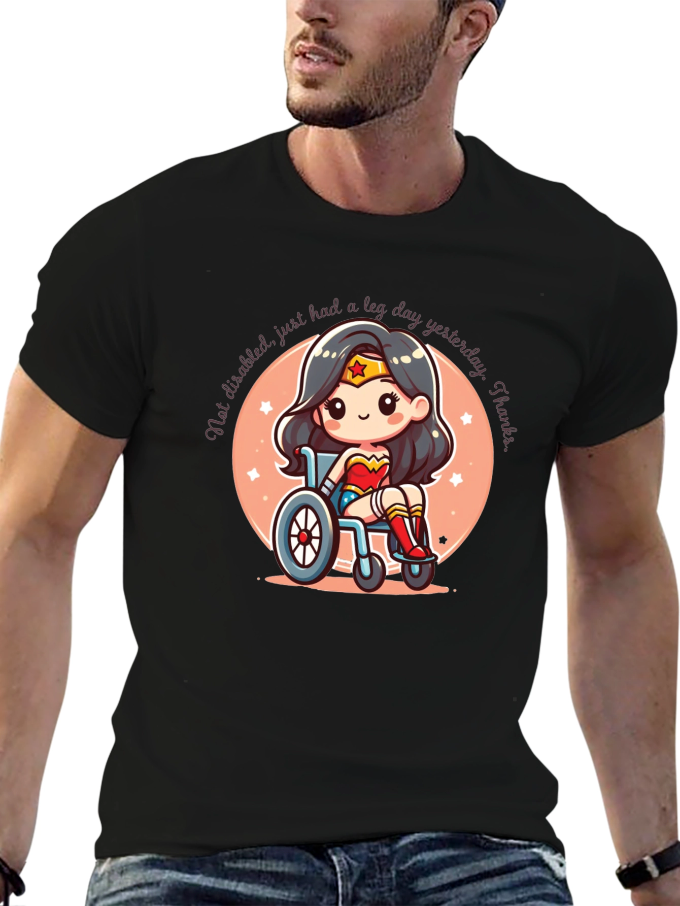 Wonder Woman Leg Day T-Shirt - Black Cotton Tee