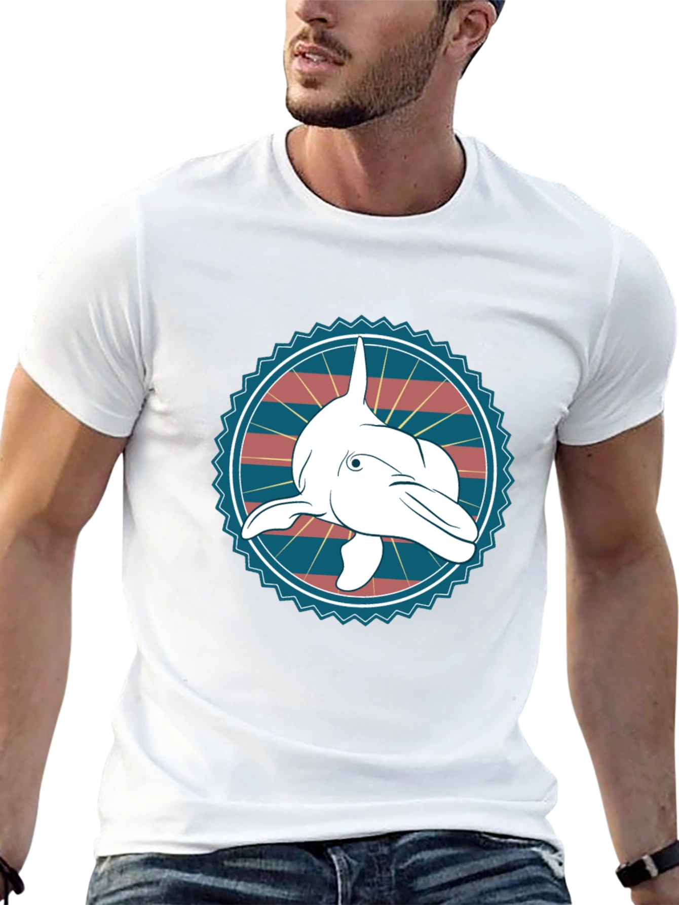 Dolphin Graphic Tee - Stylish Cotton Blend T-Shirt