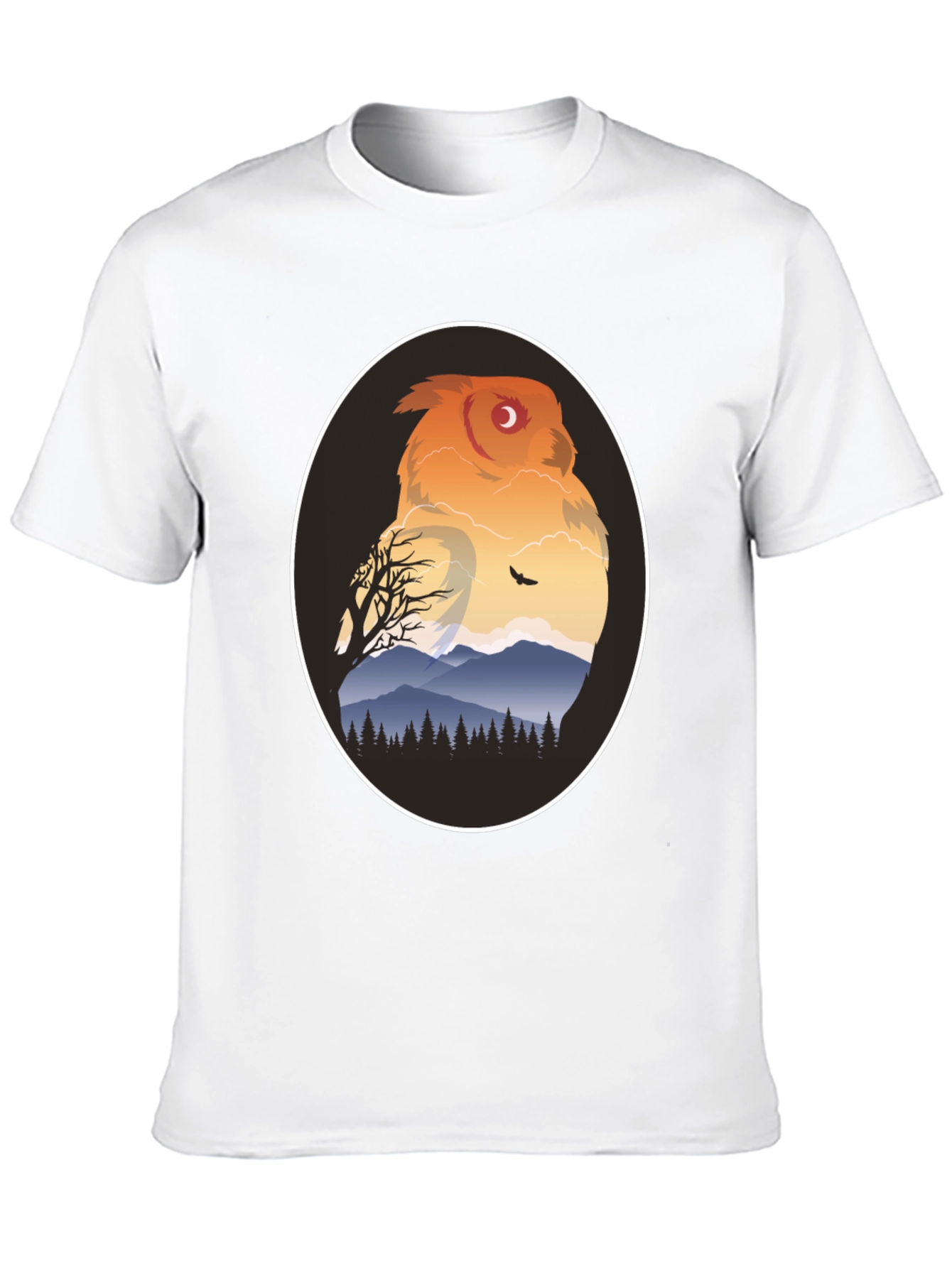 Owl Mountain Graphic Tee - Nature Inspired Black T-Shirt
