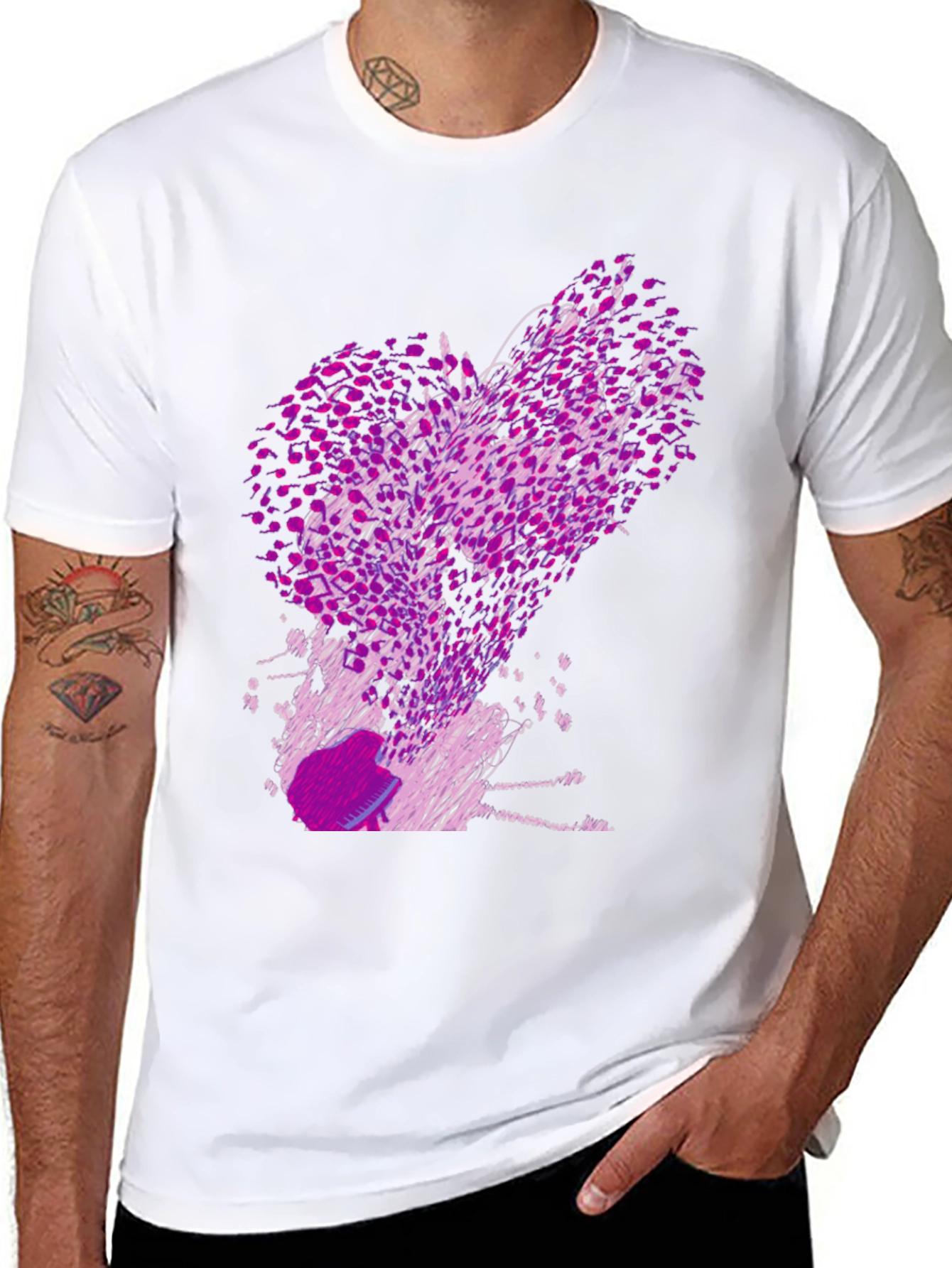 Abstract Purple Print Black T-Shirt
