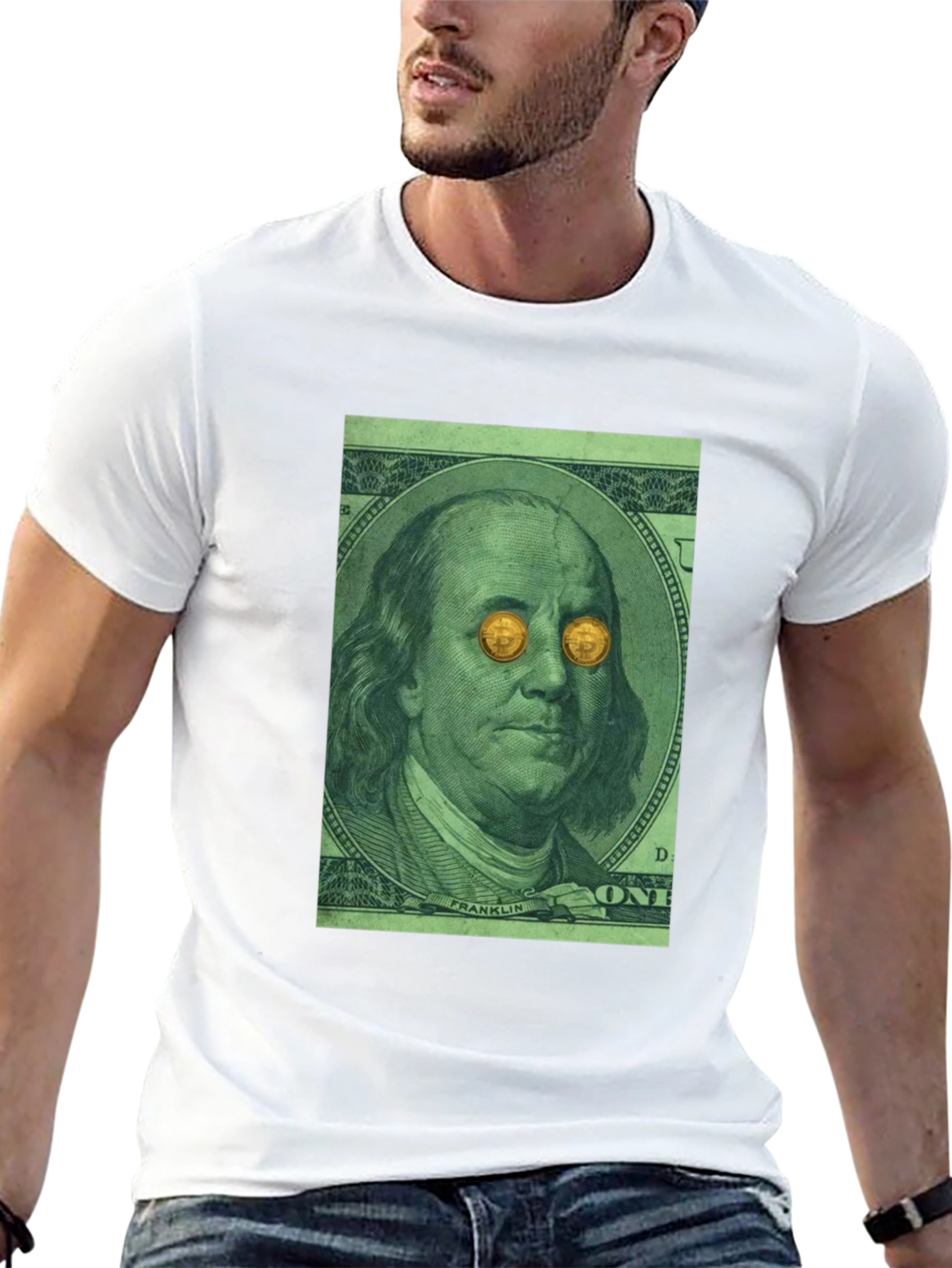 Bitcoin Eyes Benjamin Franklin Graphic Tee