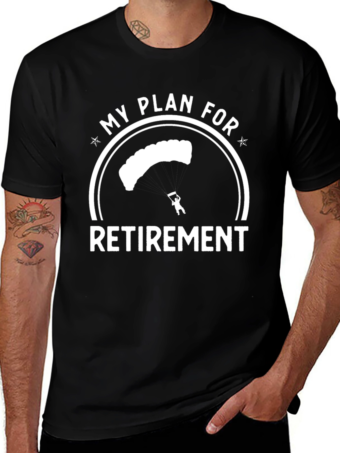 Skydiving Retirement Plan Graphic Tee - Black