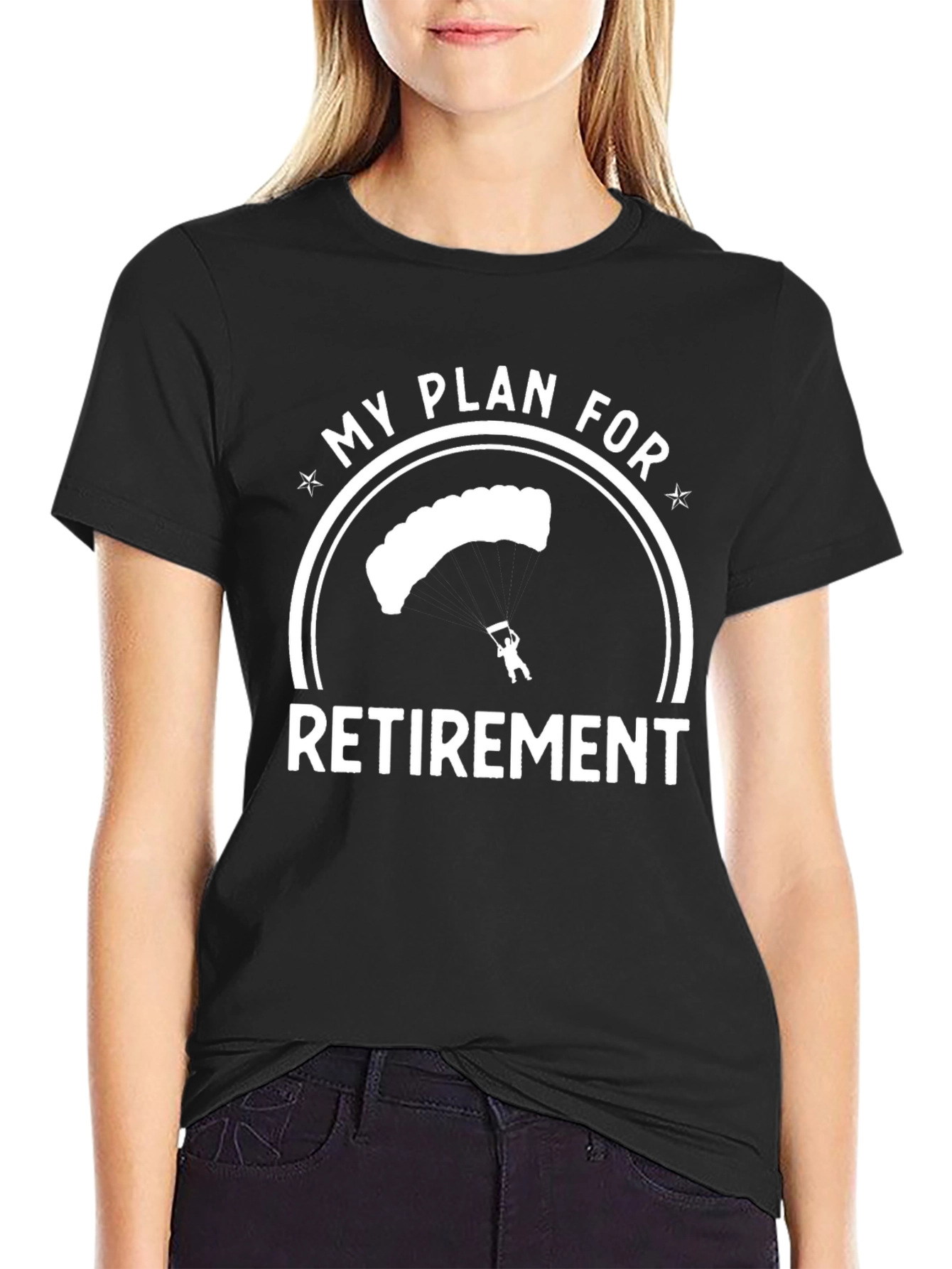 Skydiving Retirement Plan Graphic Tee - Black