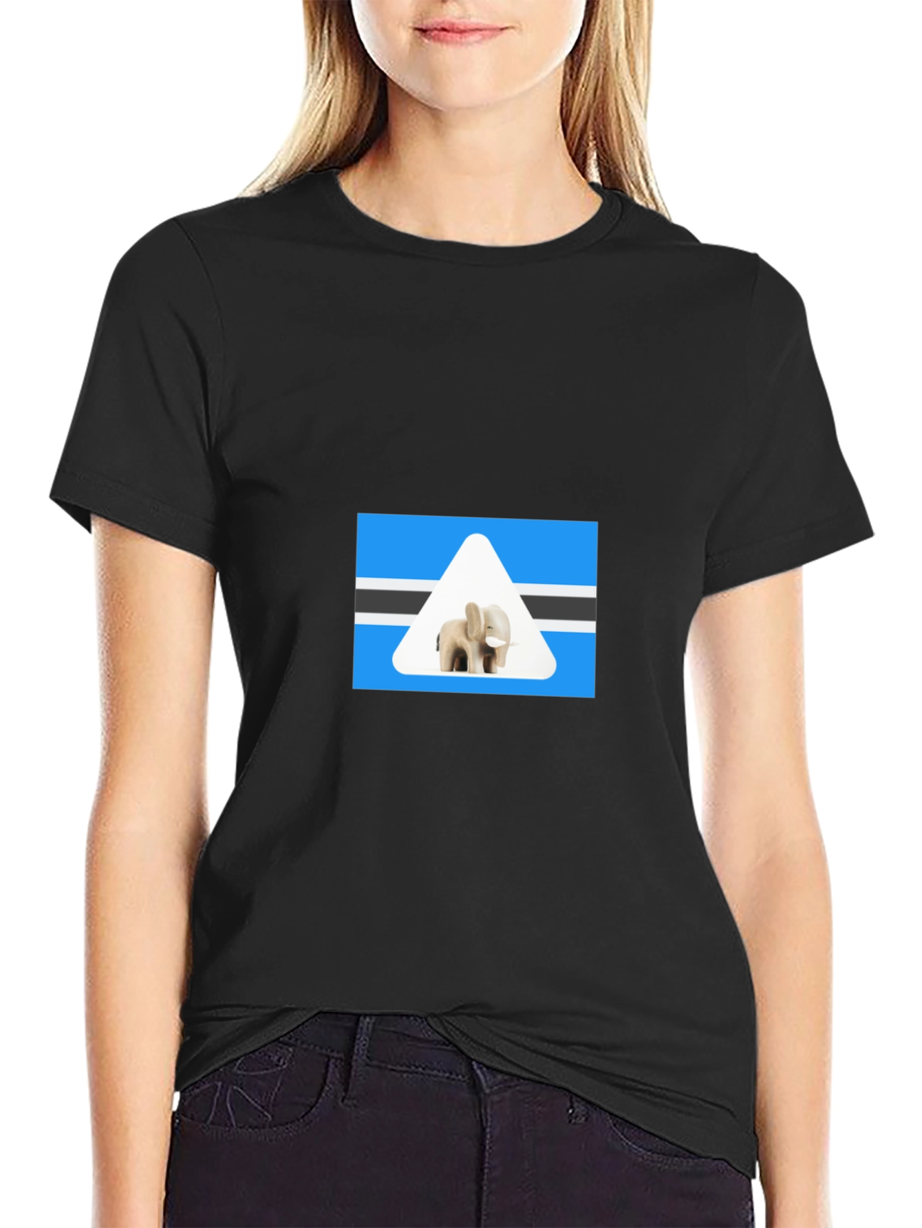 Botswana Elephant T-Shirt - Black Cotton Tee