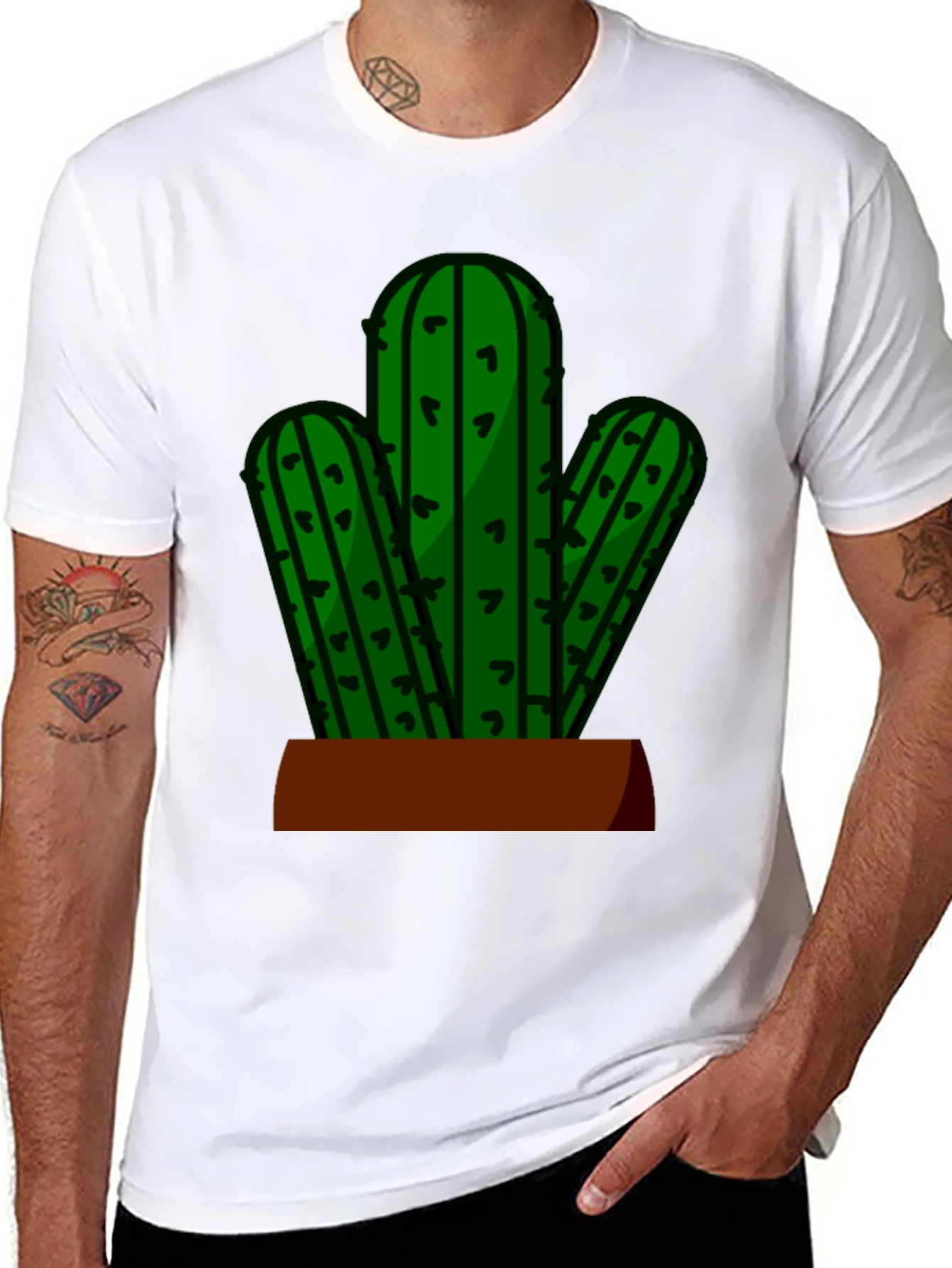 Cactus Graphic Tee - Black Casual T-Shirt