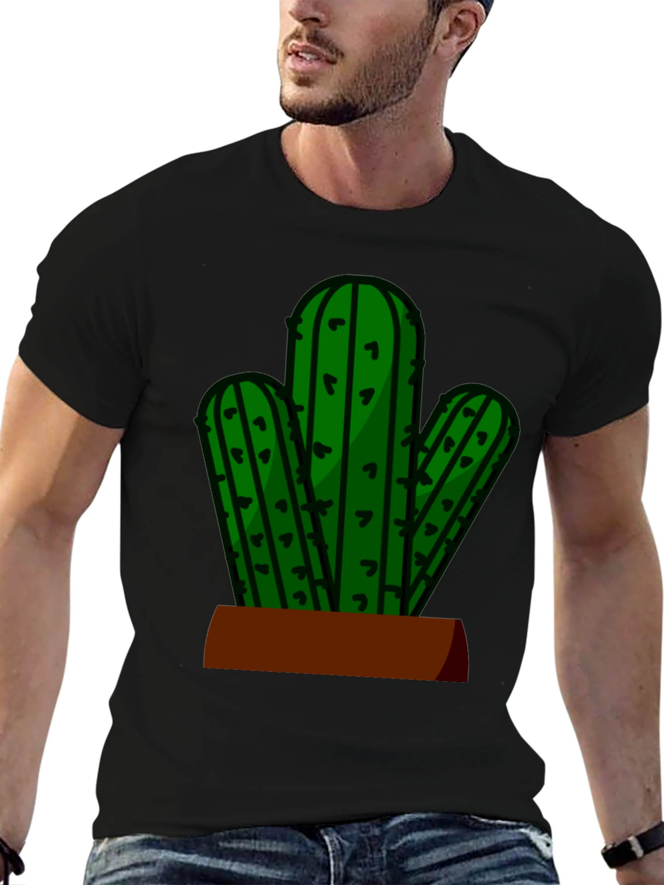 Cactus Graphic Tee - Black Casual T-Shirt
