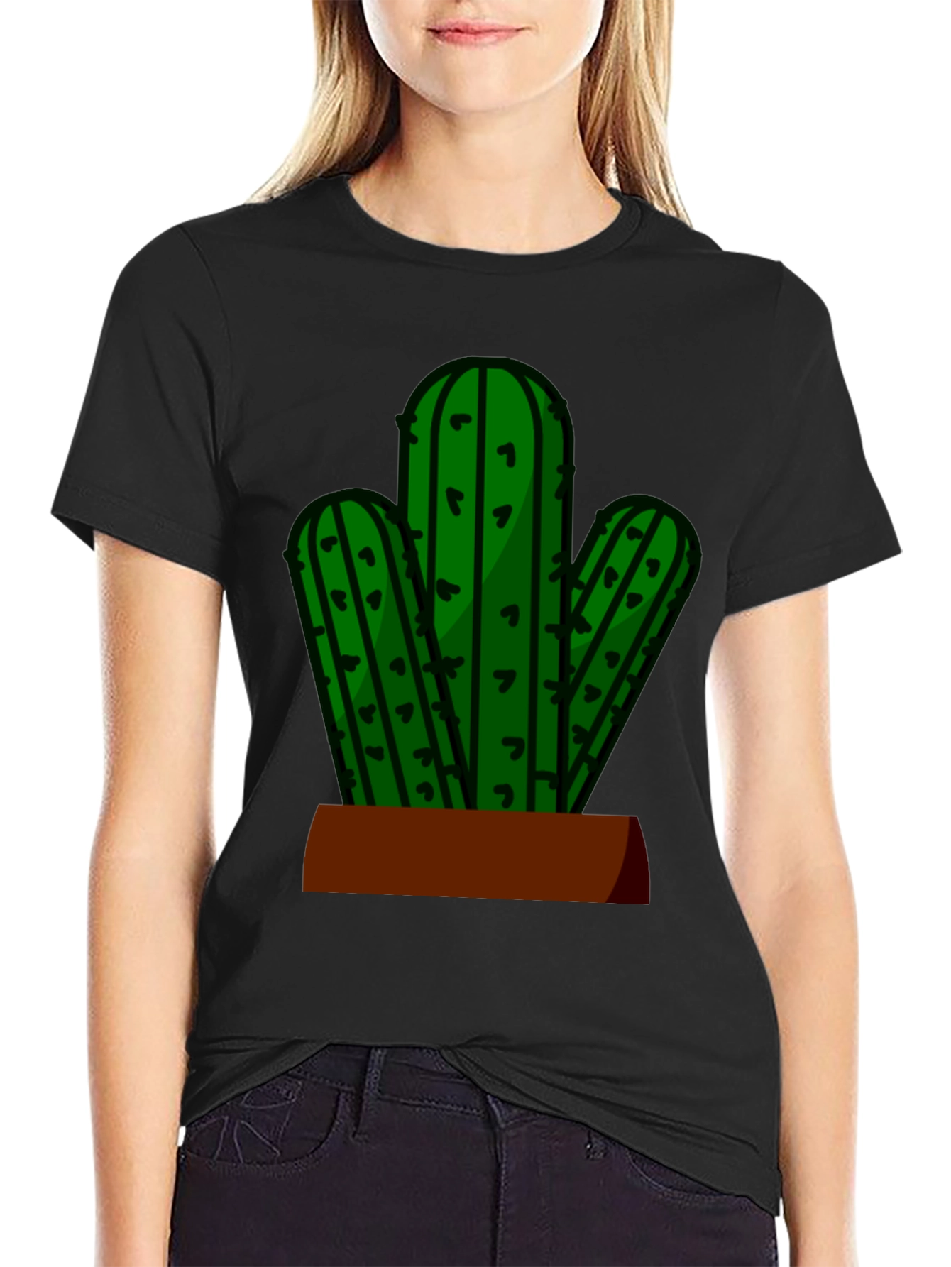 Cactus Graphic Tee - Black Casual T-Shirt