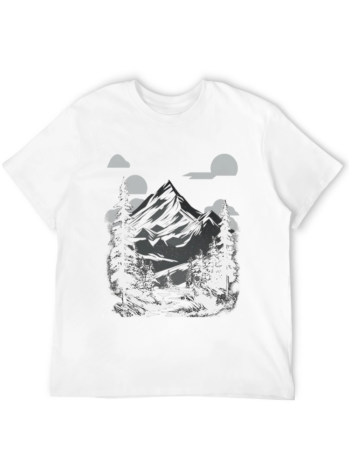 Mountain Scene Graphic Tee - Black Cotton Blend