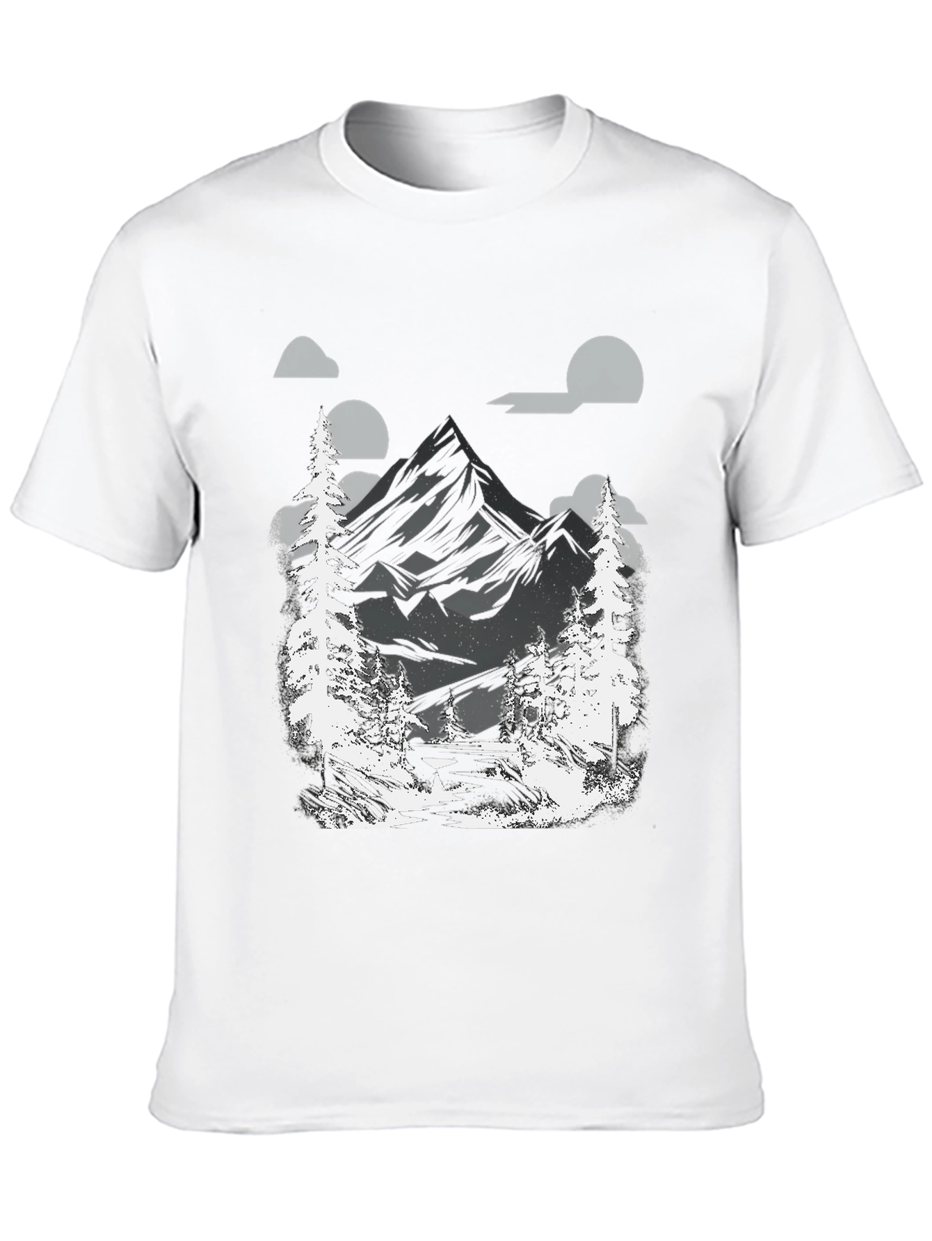 Mountain Scene Graphic Tee - Black Cotton Blend