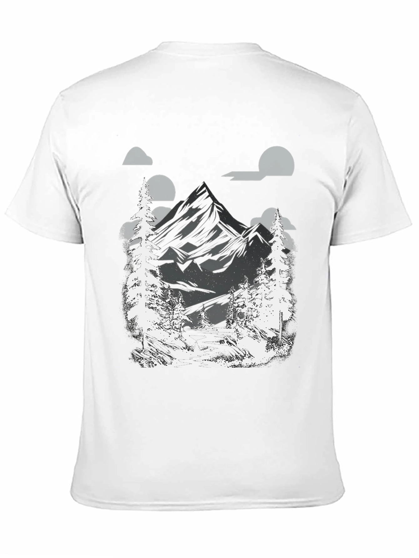Mountain Scene Graphic Tee - Black Cotton Blend