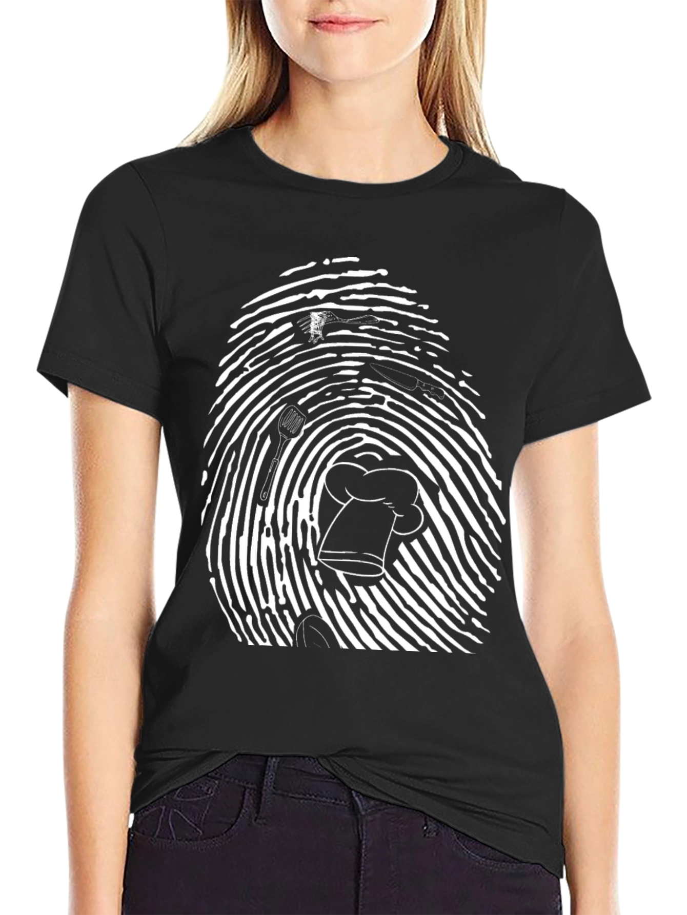 Chef Fingerprint T-Shirt - Black Unique Design