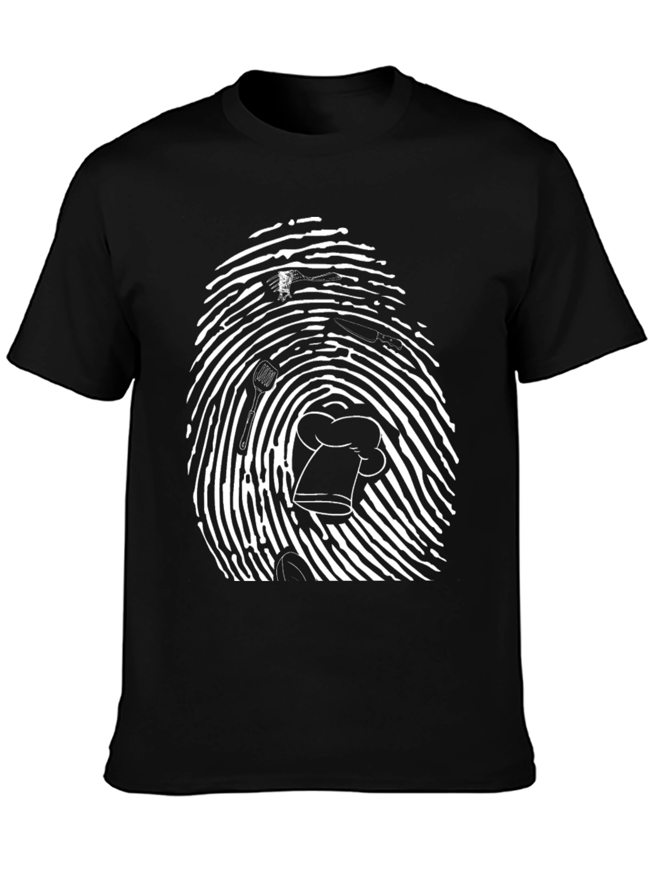 Chef Fingerprint T-Shirt - Black Unique Design