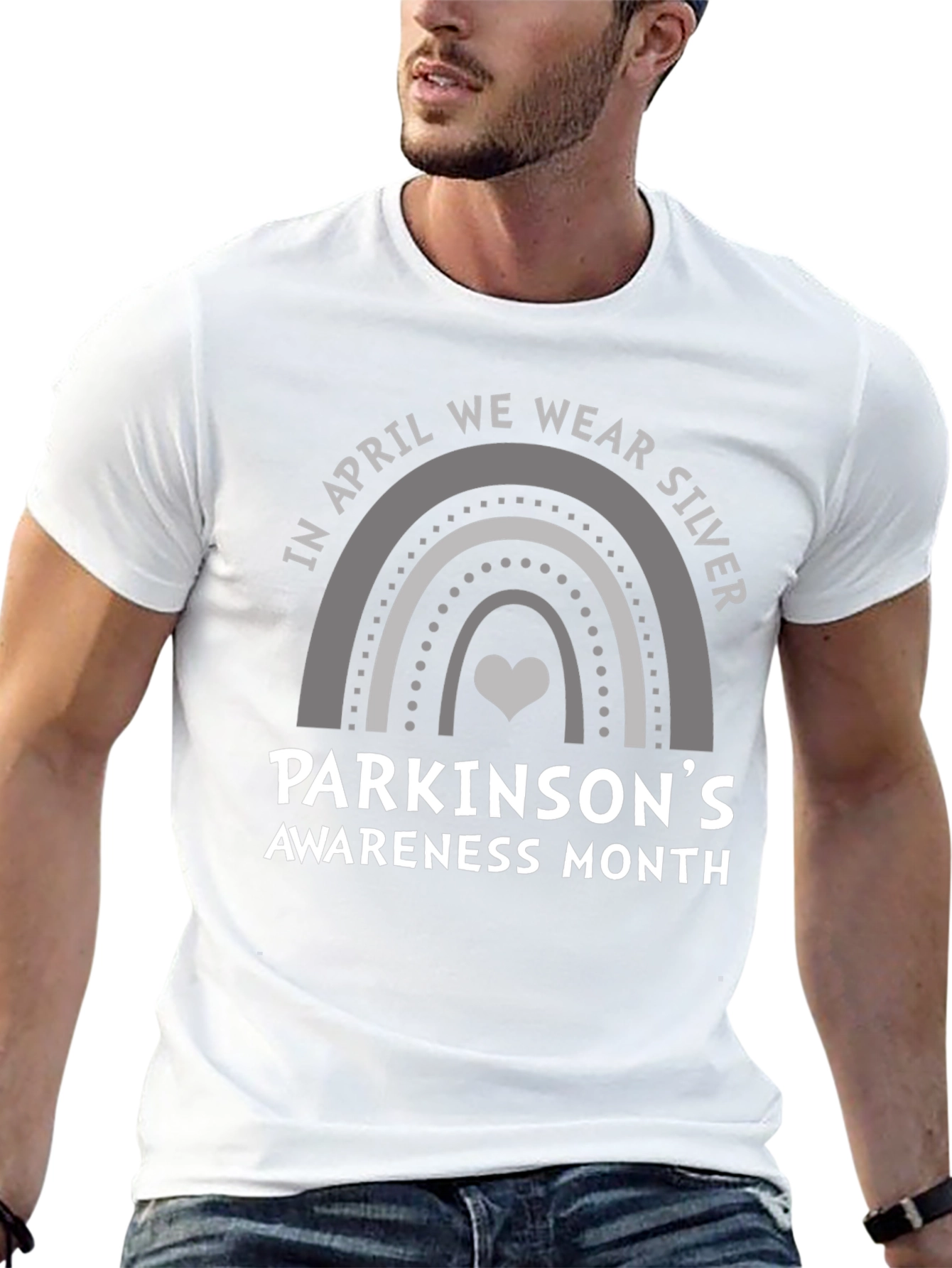 Parkinsons Awareness Silver Rainbow T-Shirt