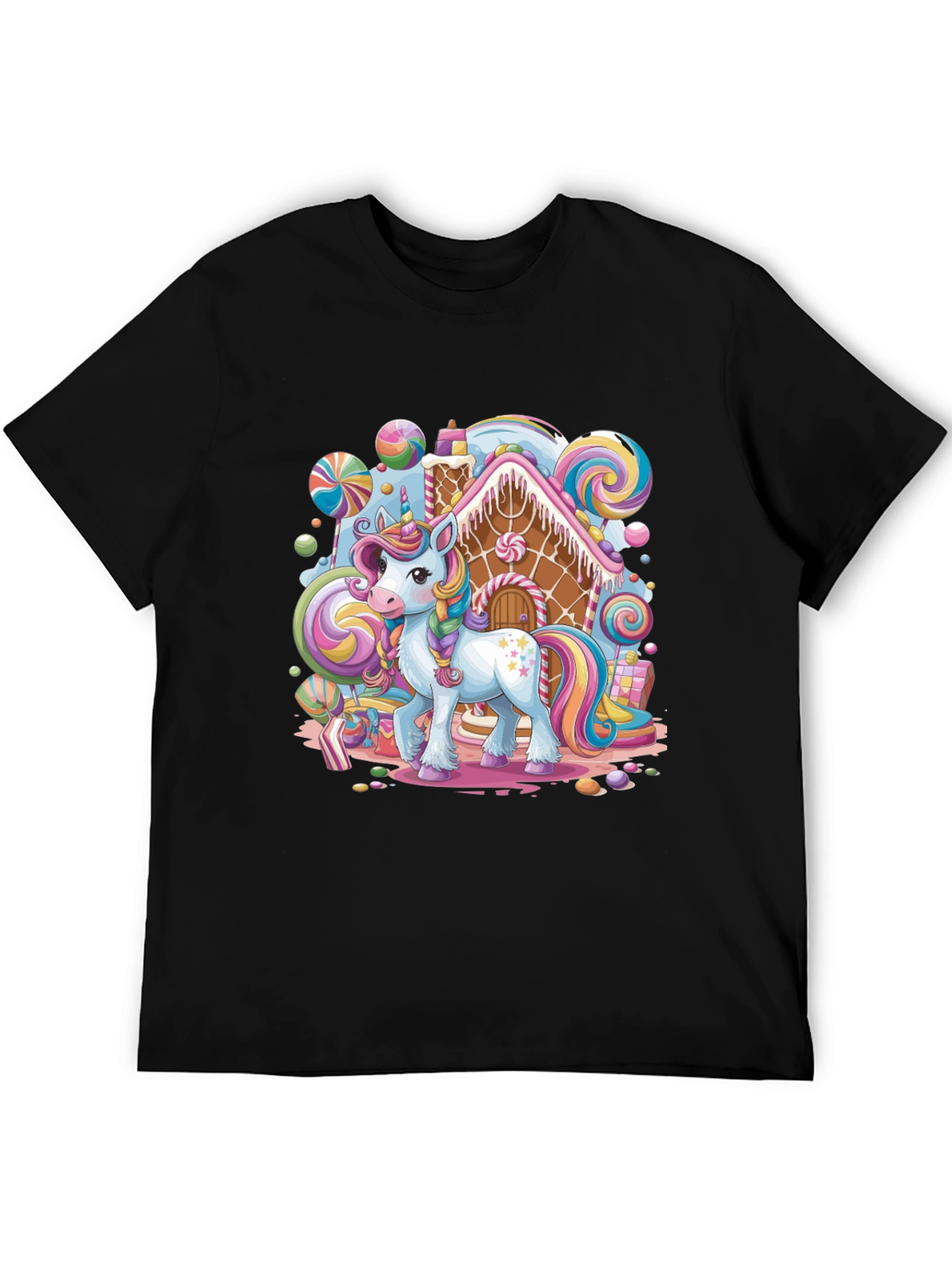 Unicorn Candy House Graphic T-Shirt