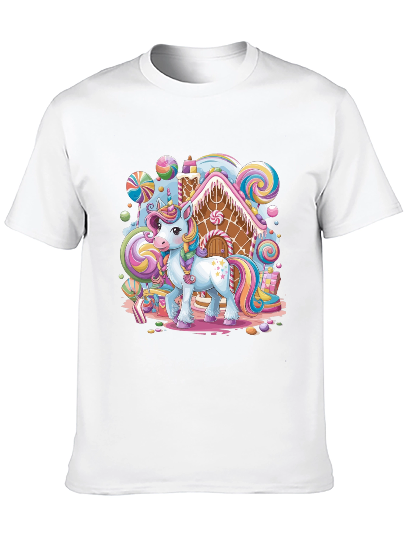 Unicorn Candy House Graphic T-Shirt