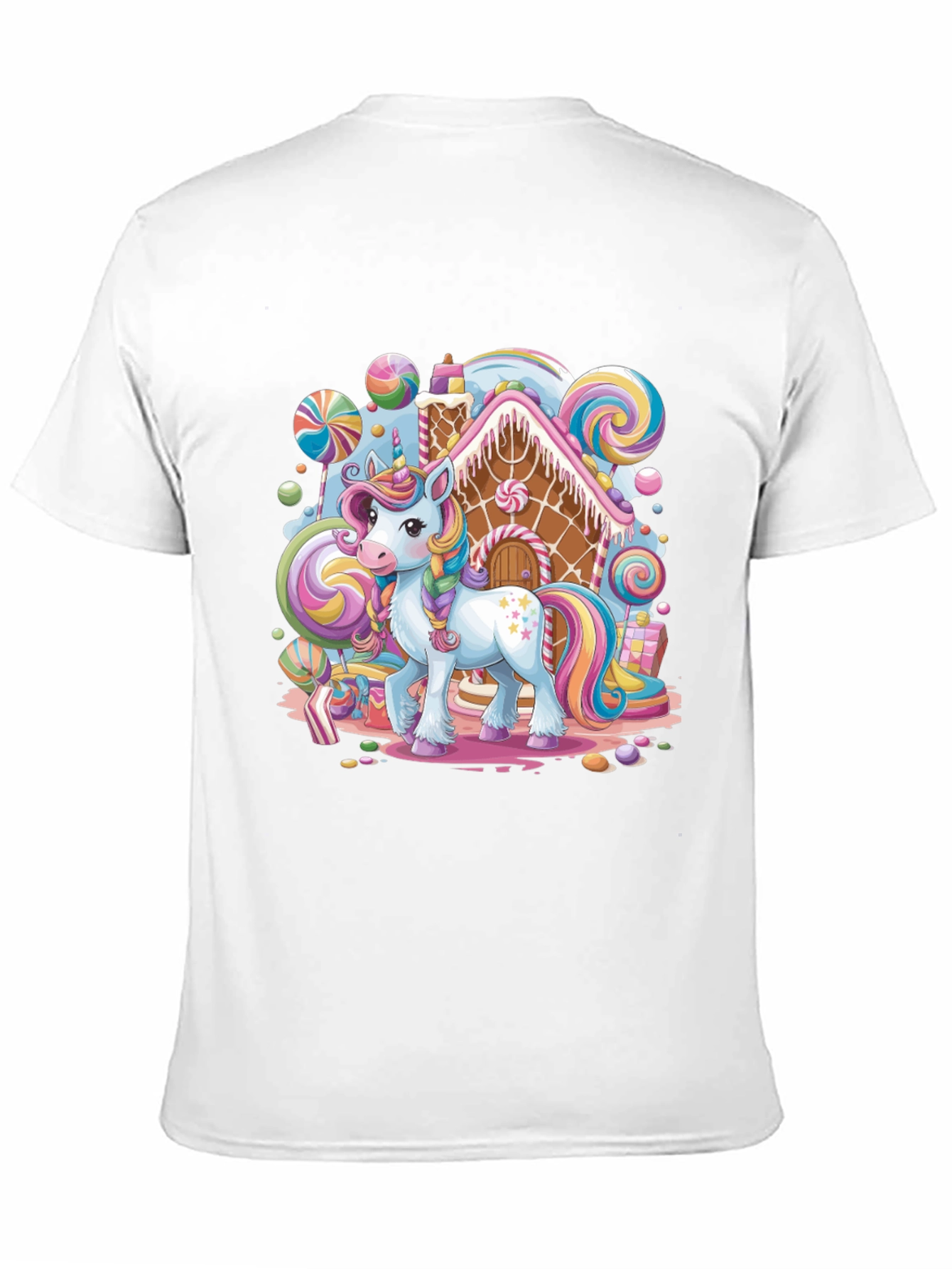 Unicorn Candy House Graphic T-Shirt