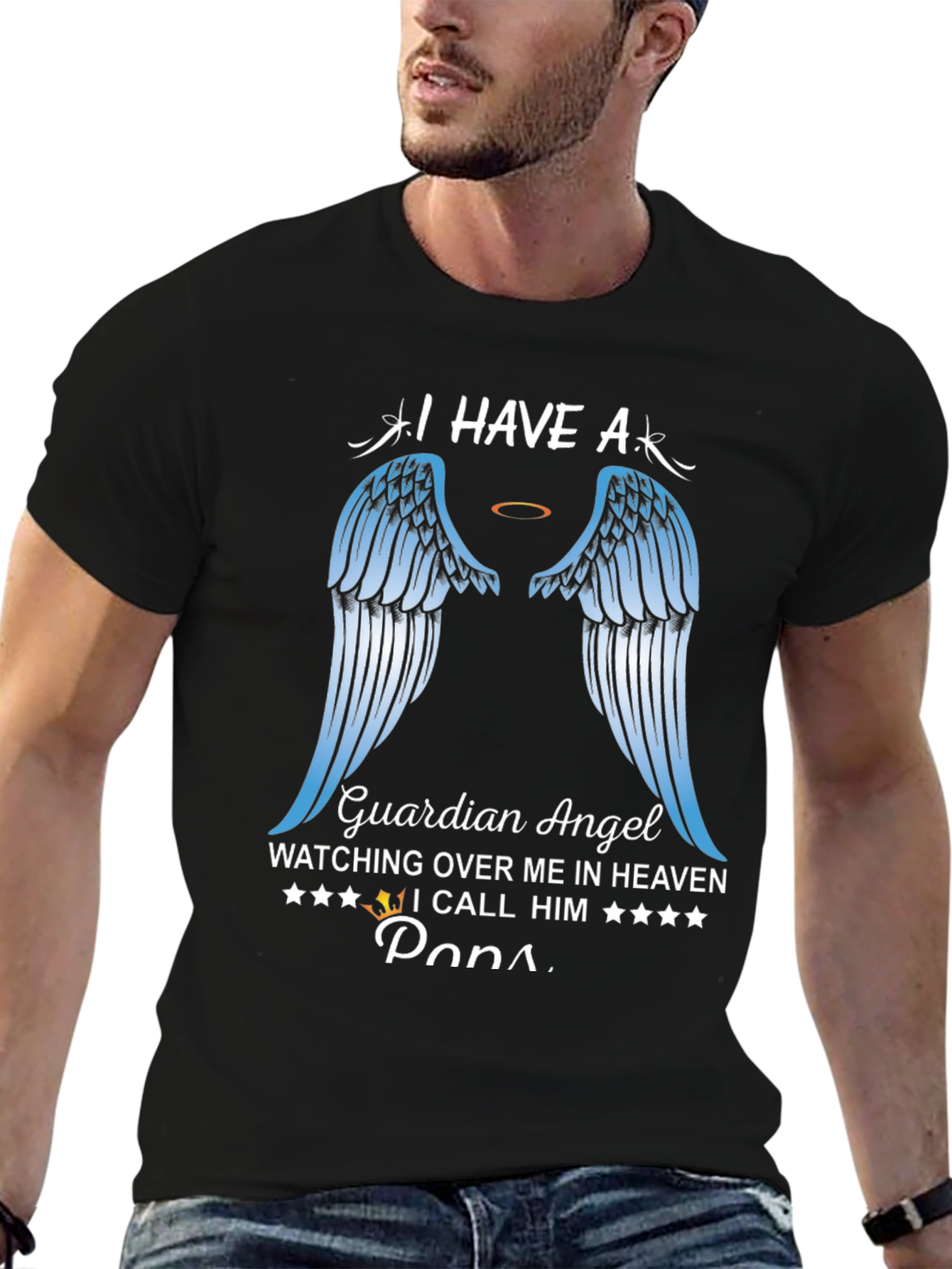 Guardian Angel Papa T-Shirt Memorial Heaven Wings