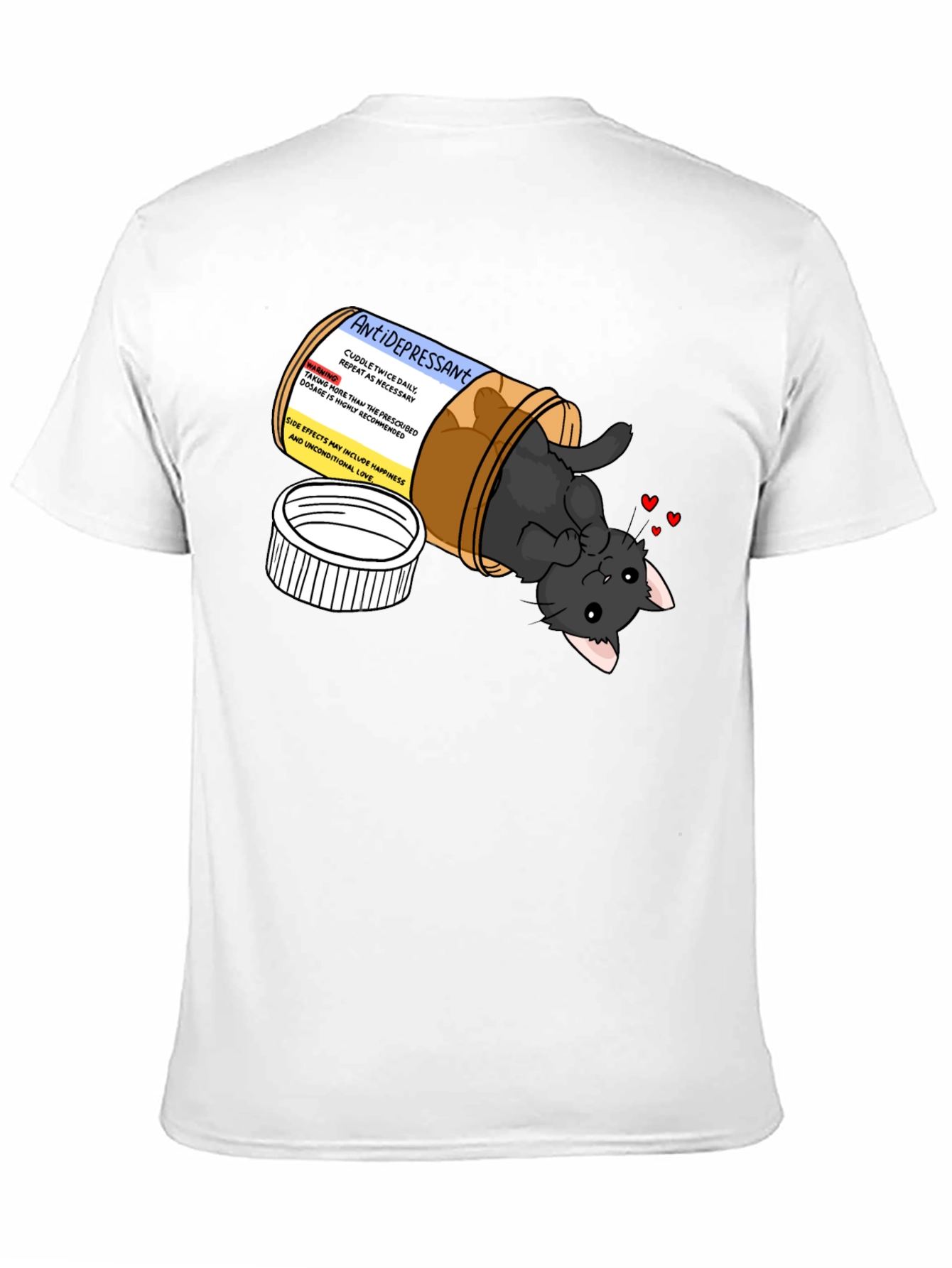 Antidepressant Cat Pill Bottle Graphic T-Shirt
