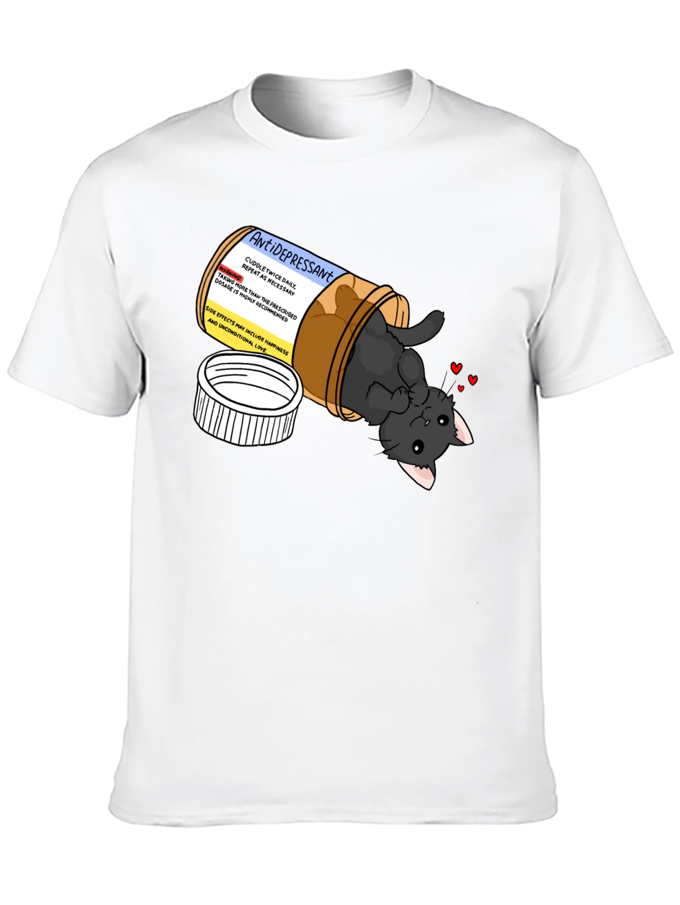 Antidepressant Cat Pill Bottle Graphic T-Shirt