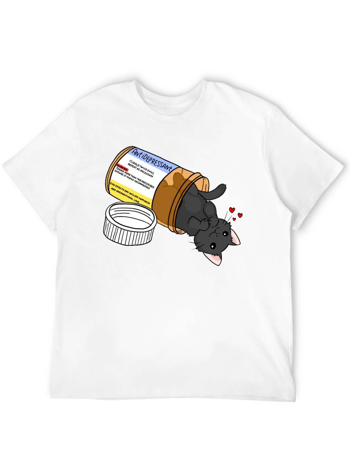 Antidepressant Cat Pill Bottle Graphic T-Shirt