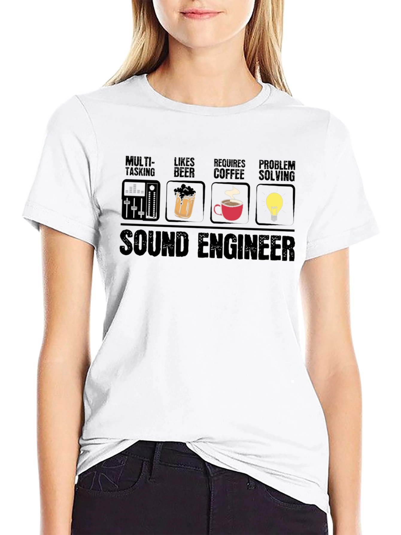 Sound Engineer T-Shirt - Multi-tasking Beer Coffee Problem Solving