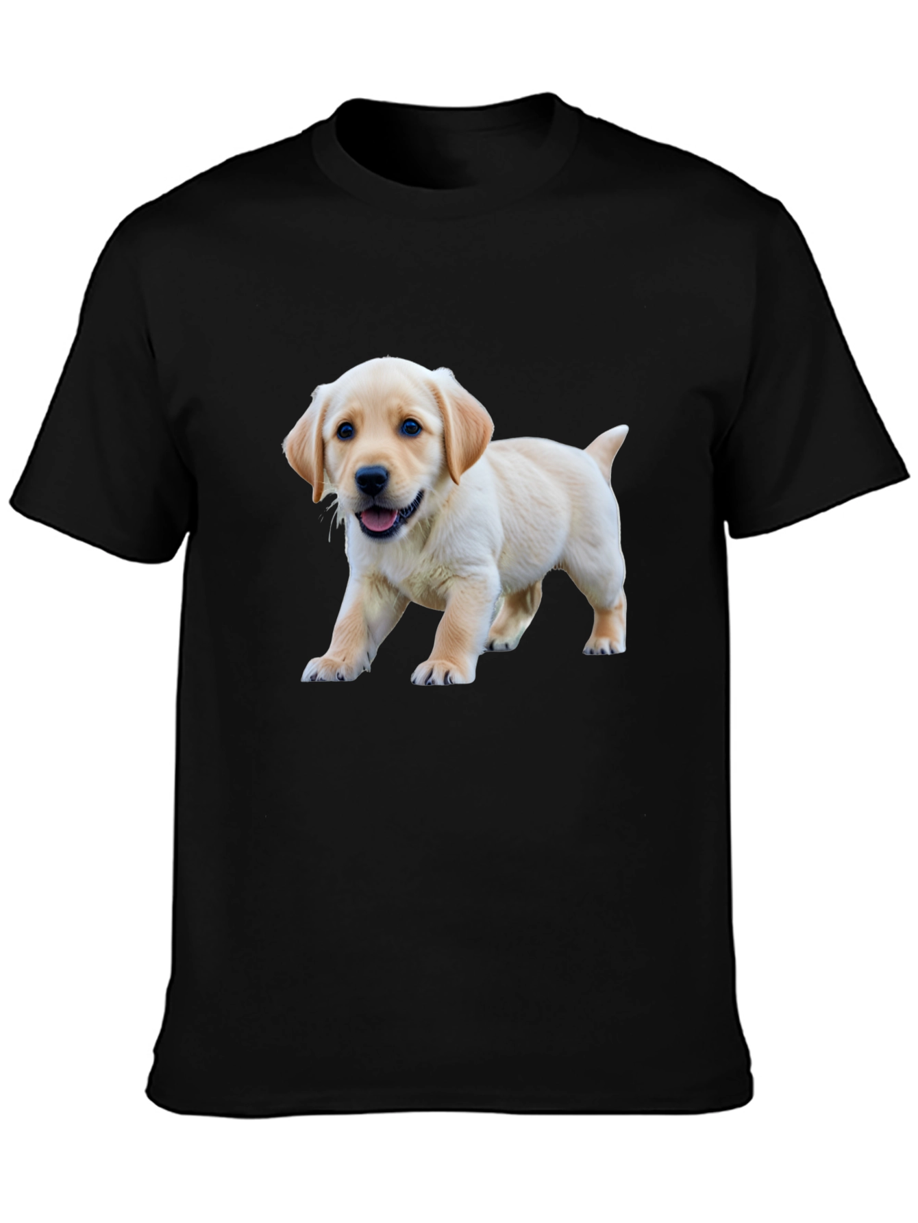 Cute Labrador Puppy Graphic Black T-Shirt