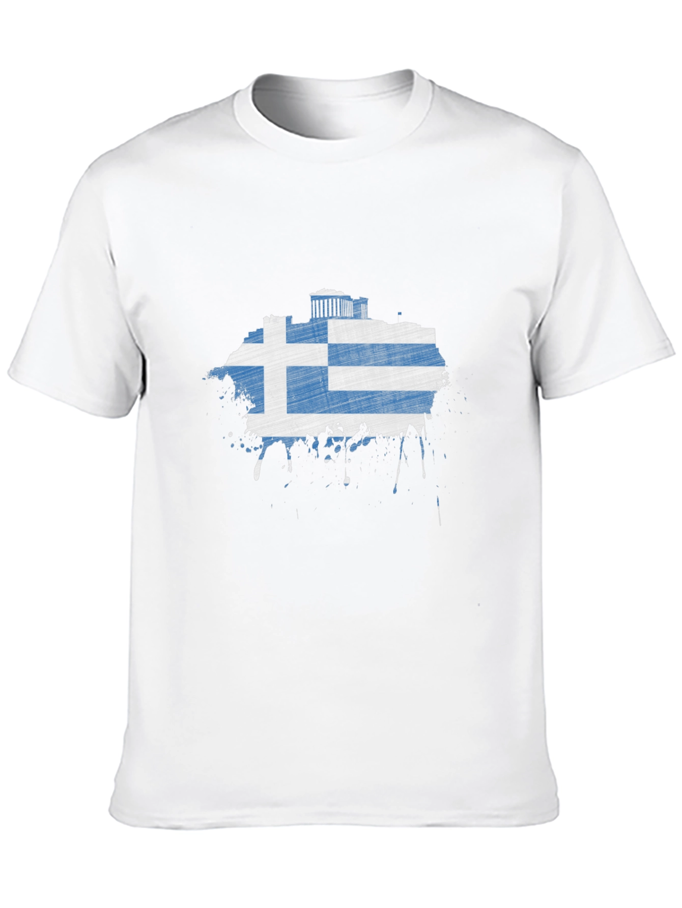 Greek Flag T-Shirt - Distressed Grunge Style